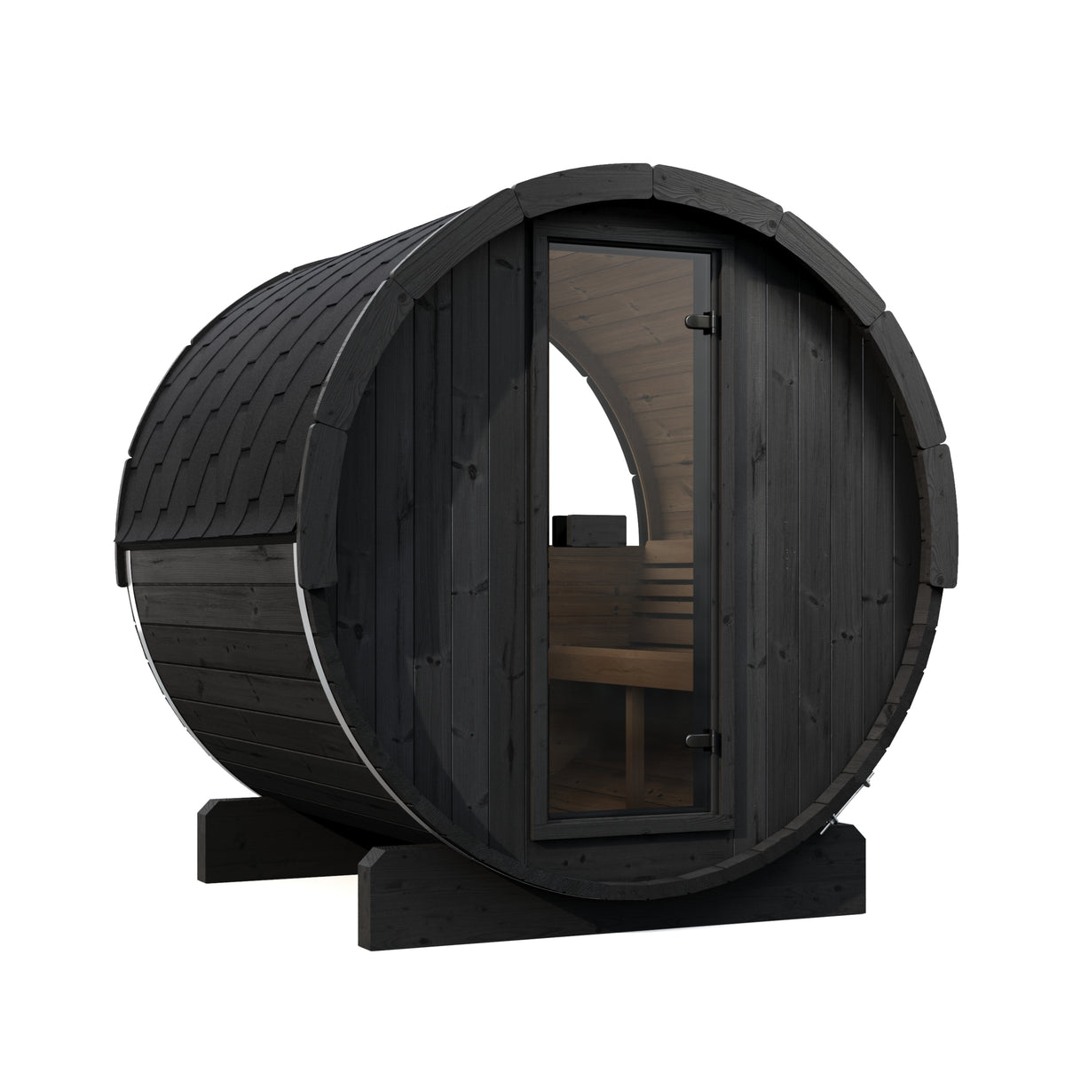 SaunaLife E7WB Black Barrel Sauna Kit – Up to 4 People – DIY Paint Included