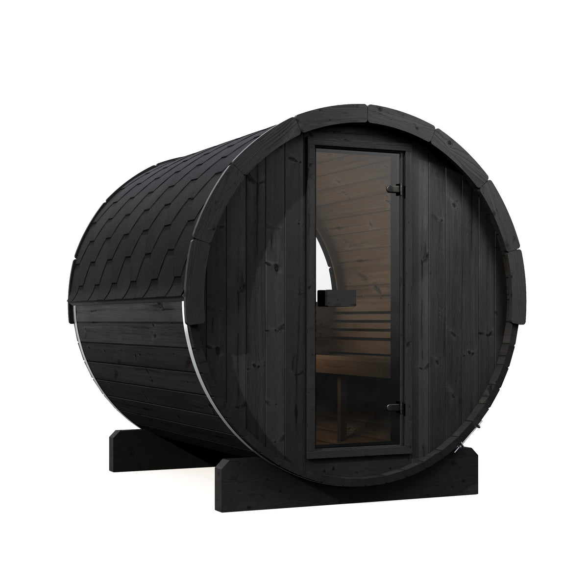 SaunaLife E8WB Black Barrel Sauna Kit – Up to 6 People – DIY Paint Included