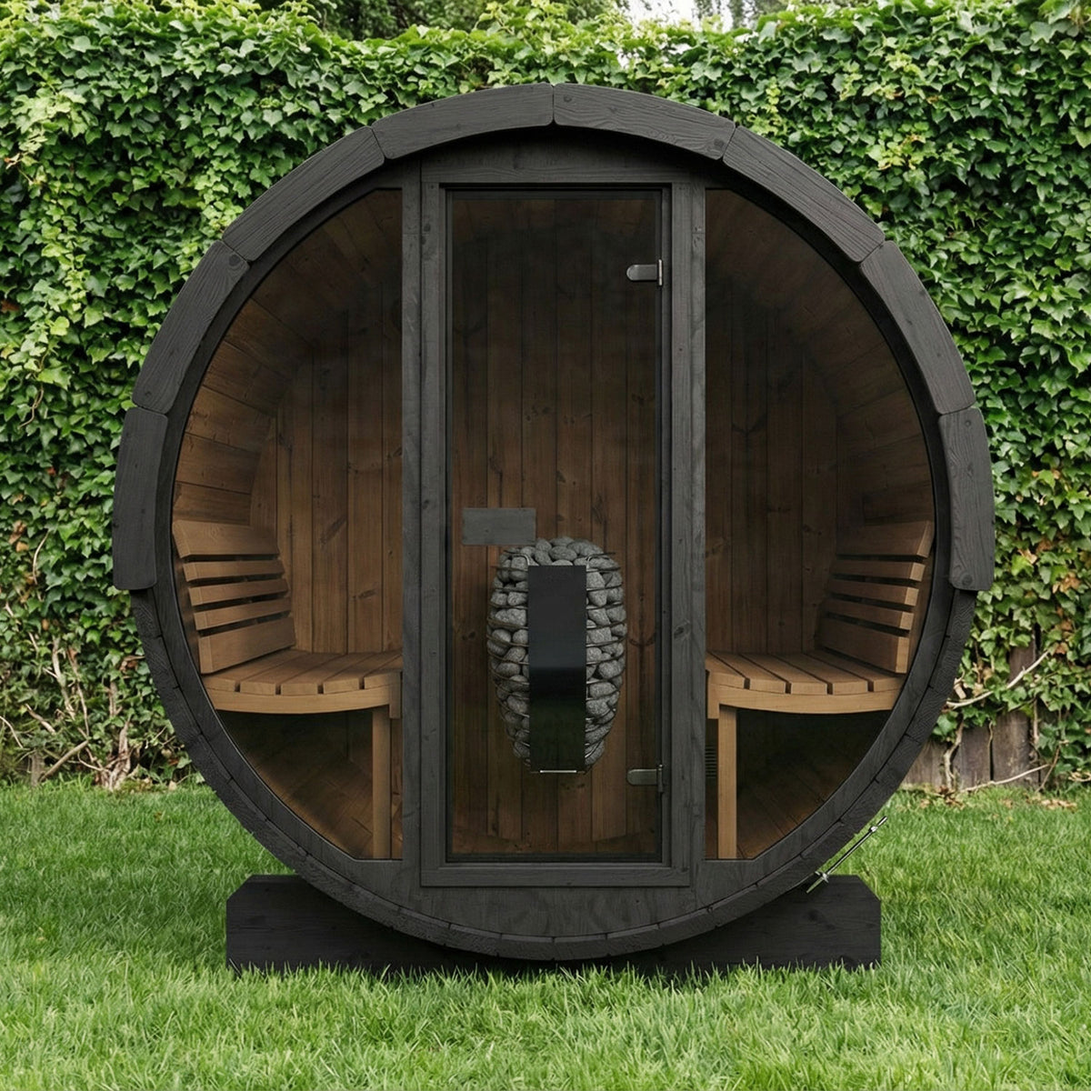 SaunaLife E7GB Black Barrel Sauna Kit – Up to 4 People – DIY Paint Included