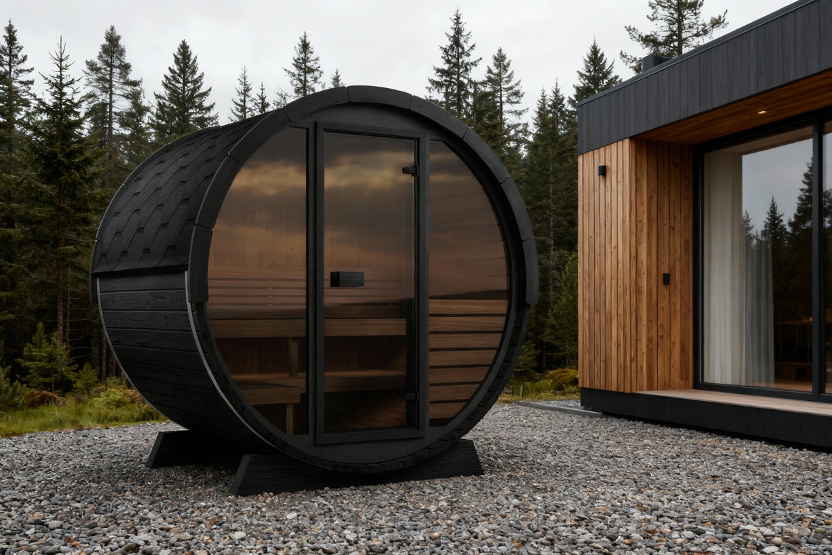SaunaLife EE6GB Black Barrel Sauna Kit – Up to 4 People – DIY Paint Included