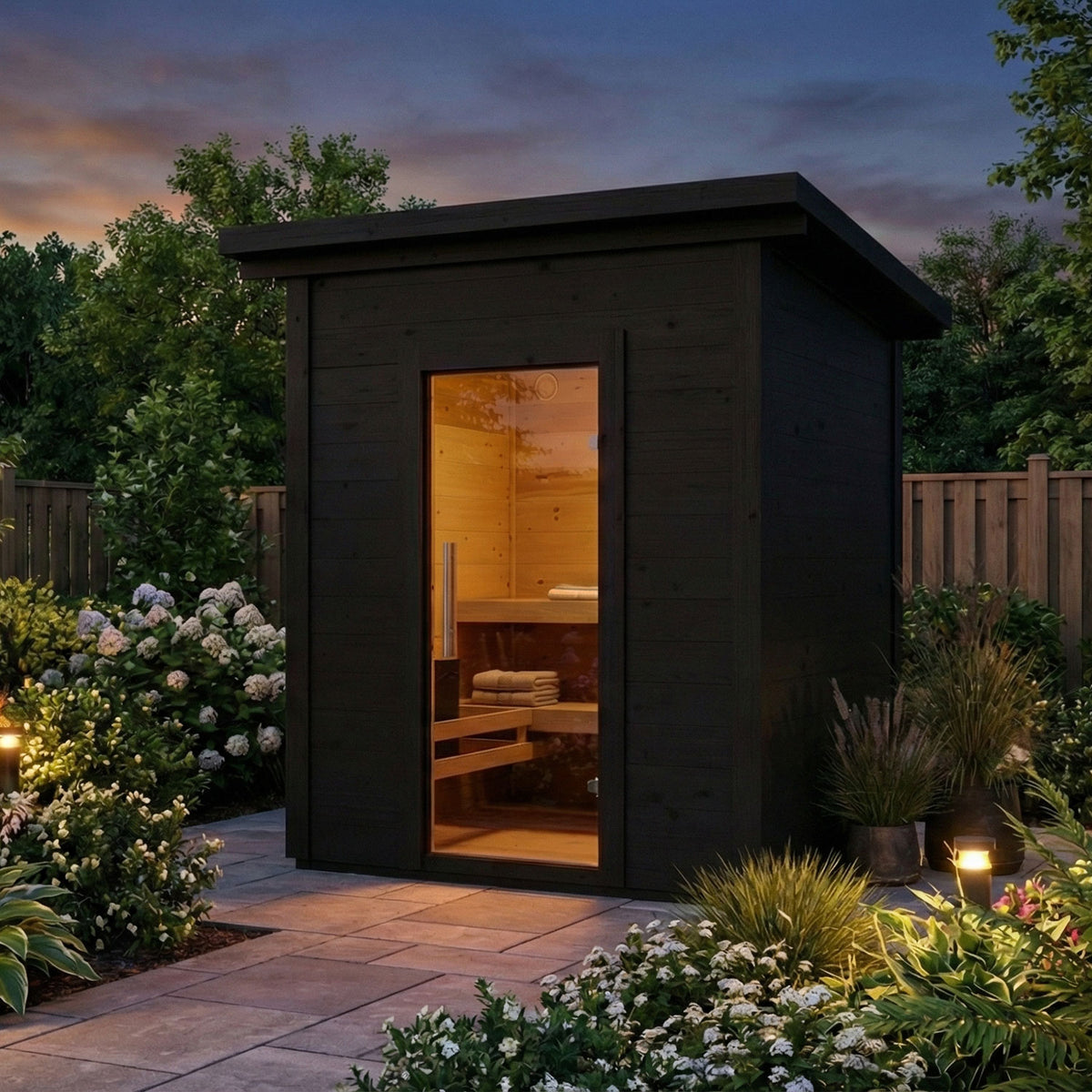 SaunaLife G2B Black Outdoor Sauna Kit – Up to 4 People – DIY Paint Included