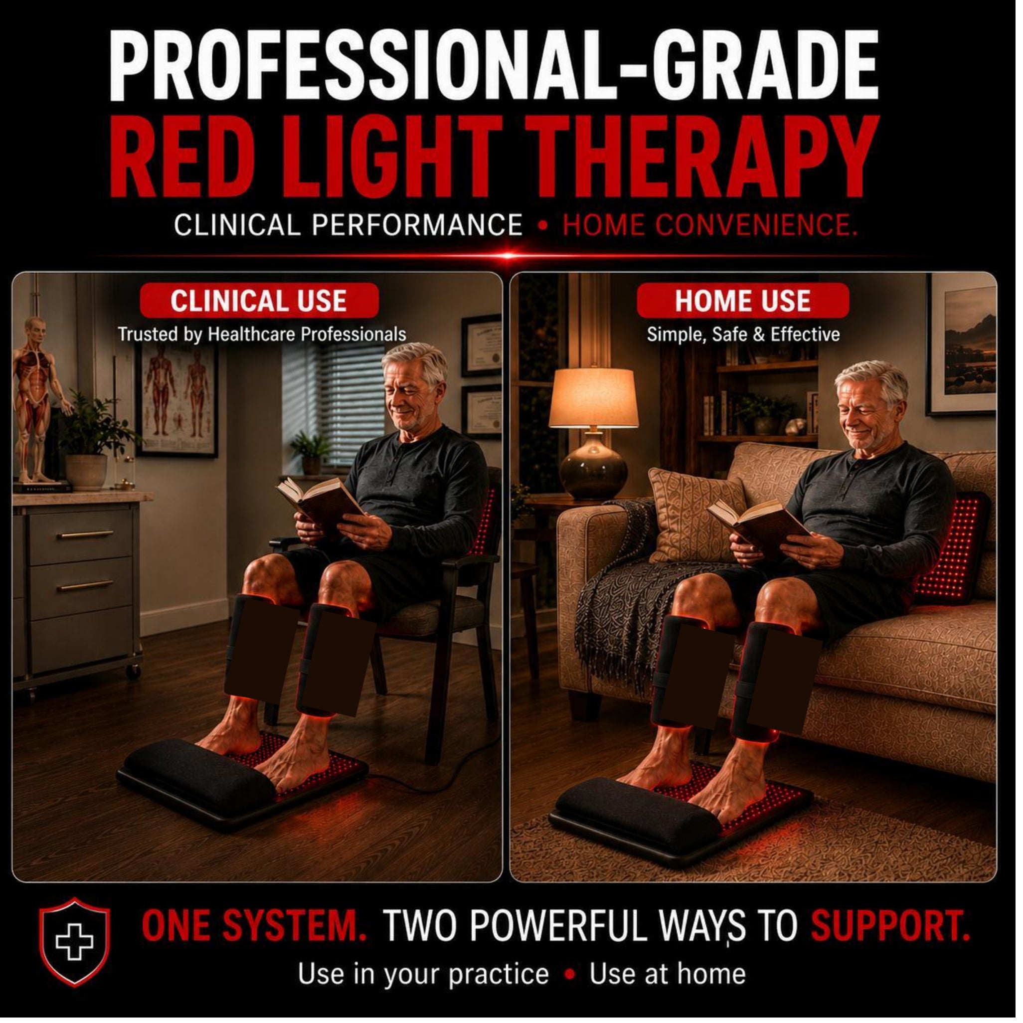 Red Light Neuropathy and Circulation Support System for Feet, Calves, Lower Back. Total LEDs: 3,456 in System