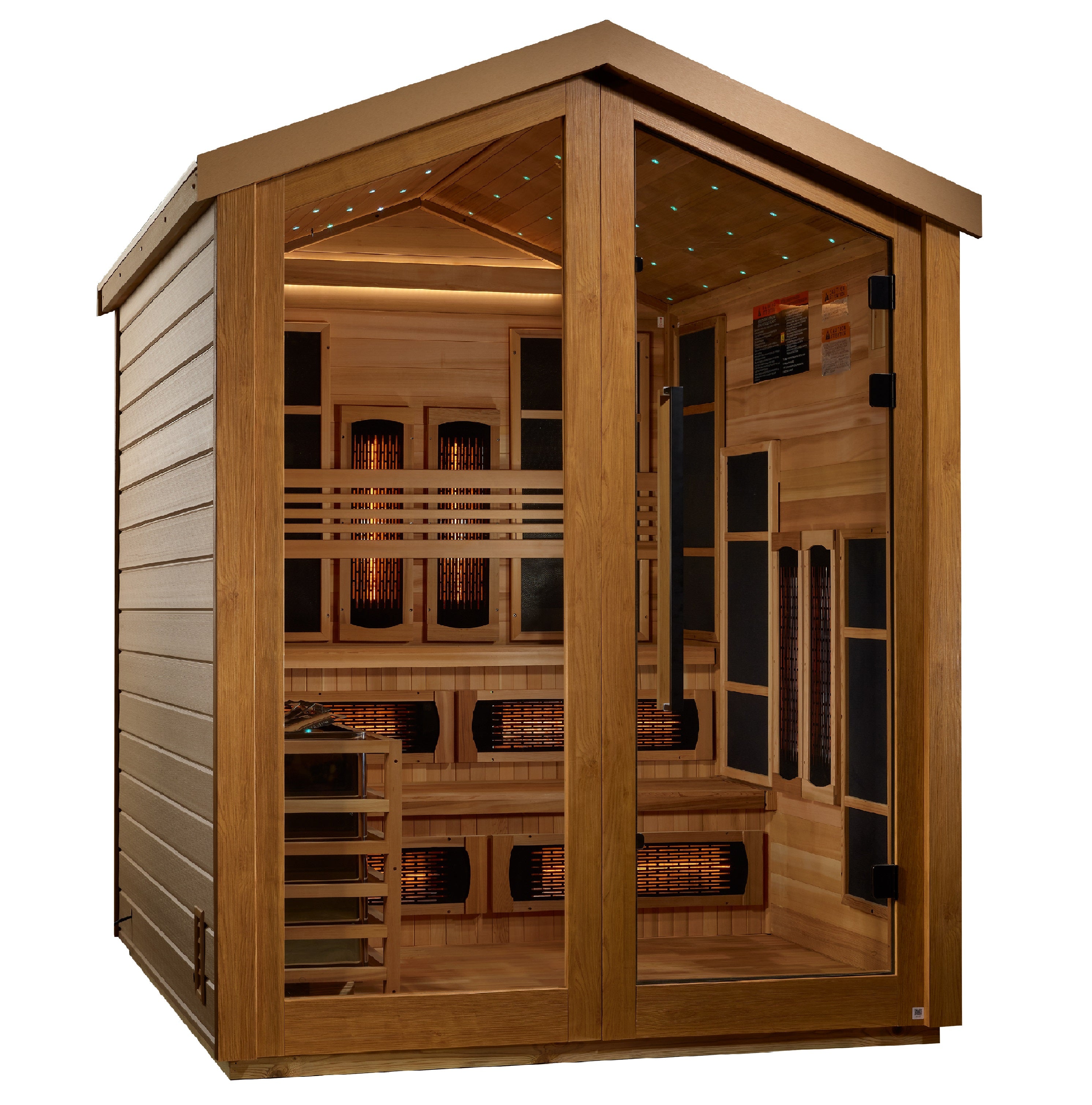 Golden Designs Kaskinen 6-Person Outdoor Hybrid Sauna with Full Spectrum Infrared & Traditional Stove