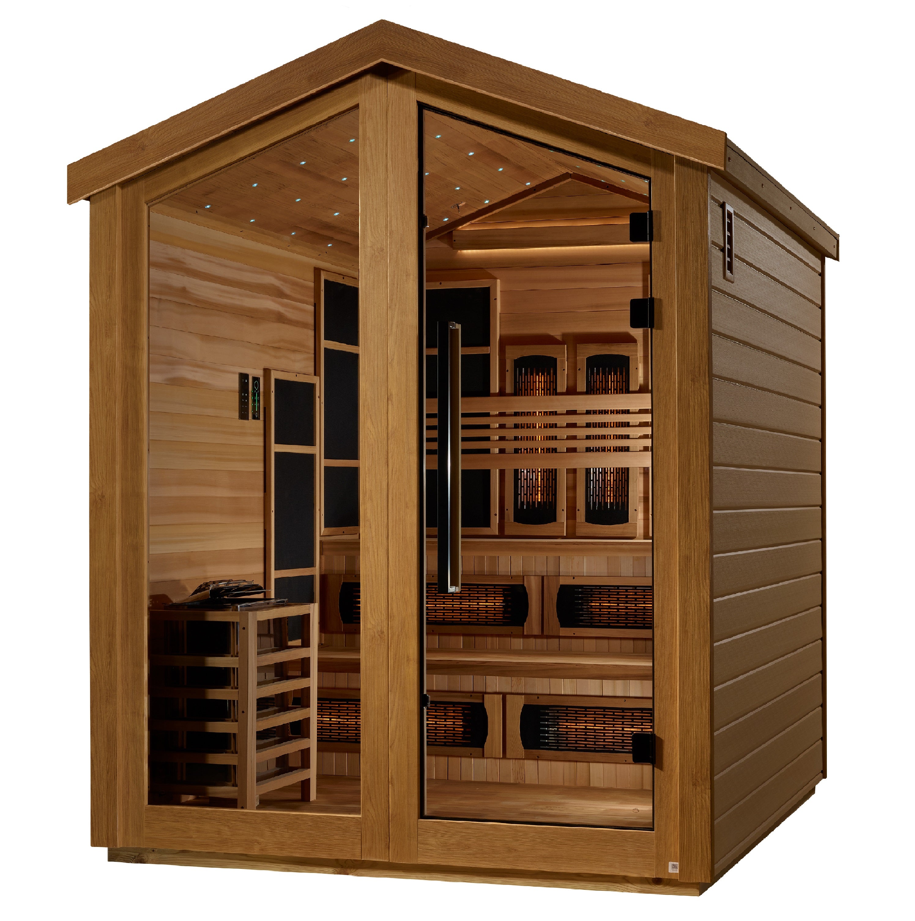 Golden Designs Kaskinen 6-Person Outdoor Hybrid Sauna with Full Spectrum Infrared & Traditional Stove