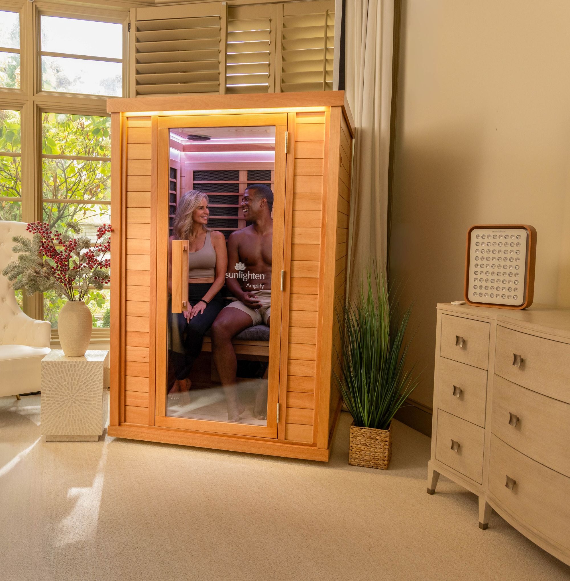 Sunlighten Amplify II 2-Person Full Spectrum Infrared Sauna for Indoor Home Recovery