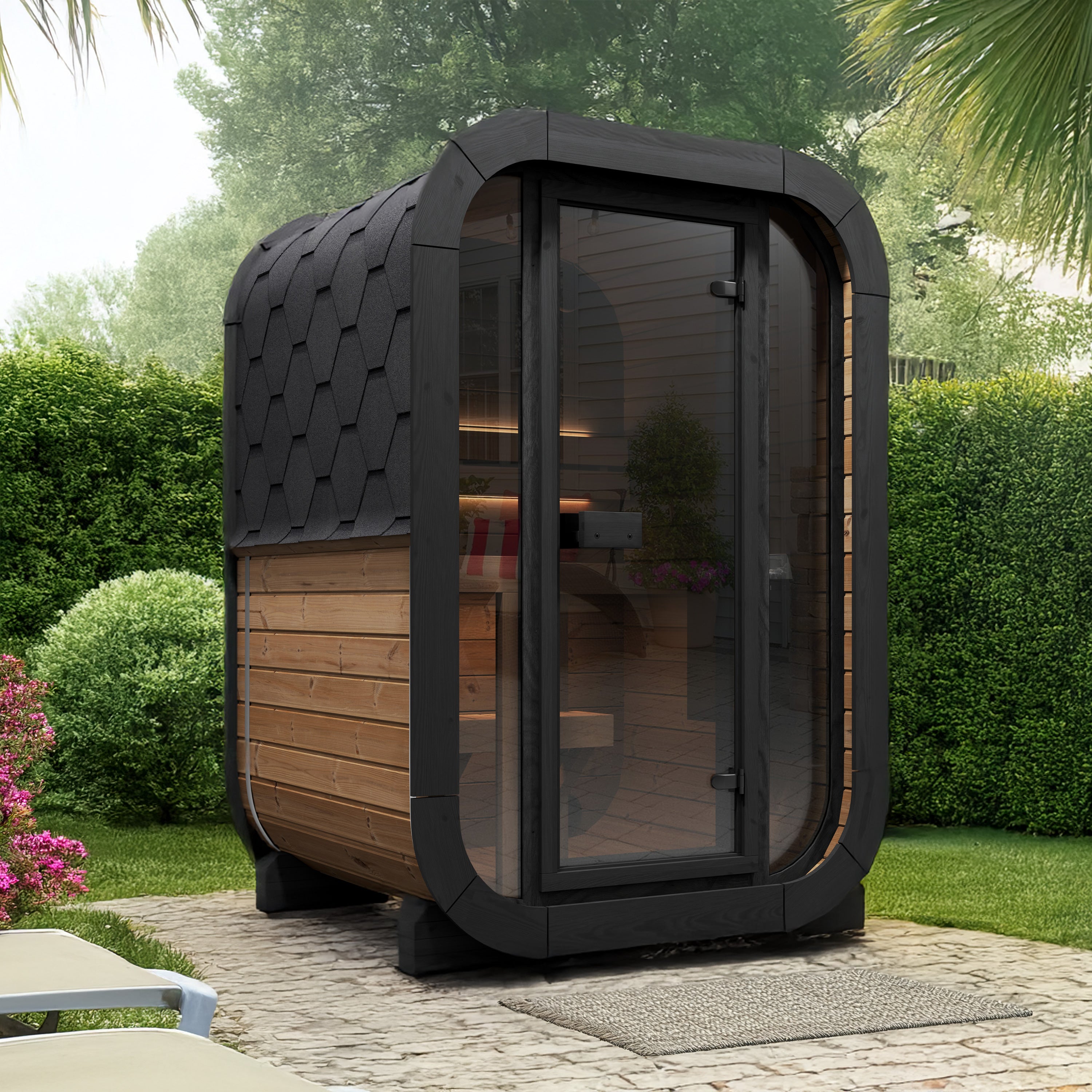 SaunaLife CL3G Cube-Series 2-Person Outdoor Home Sauna Kit