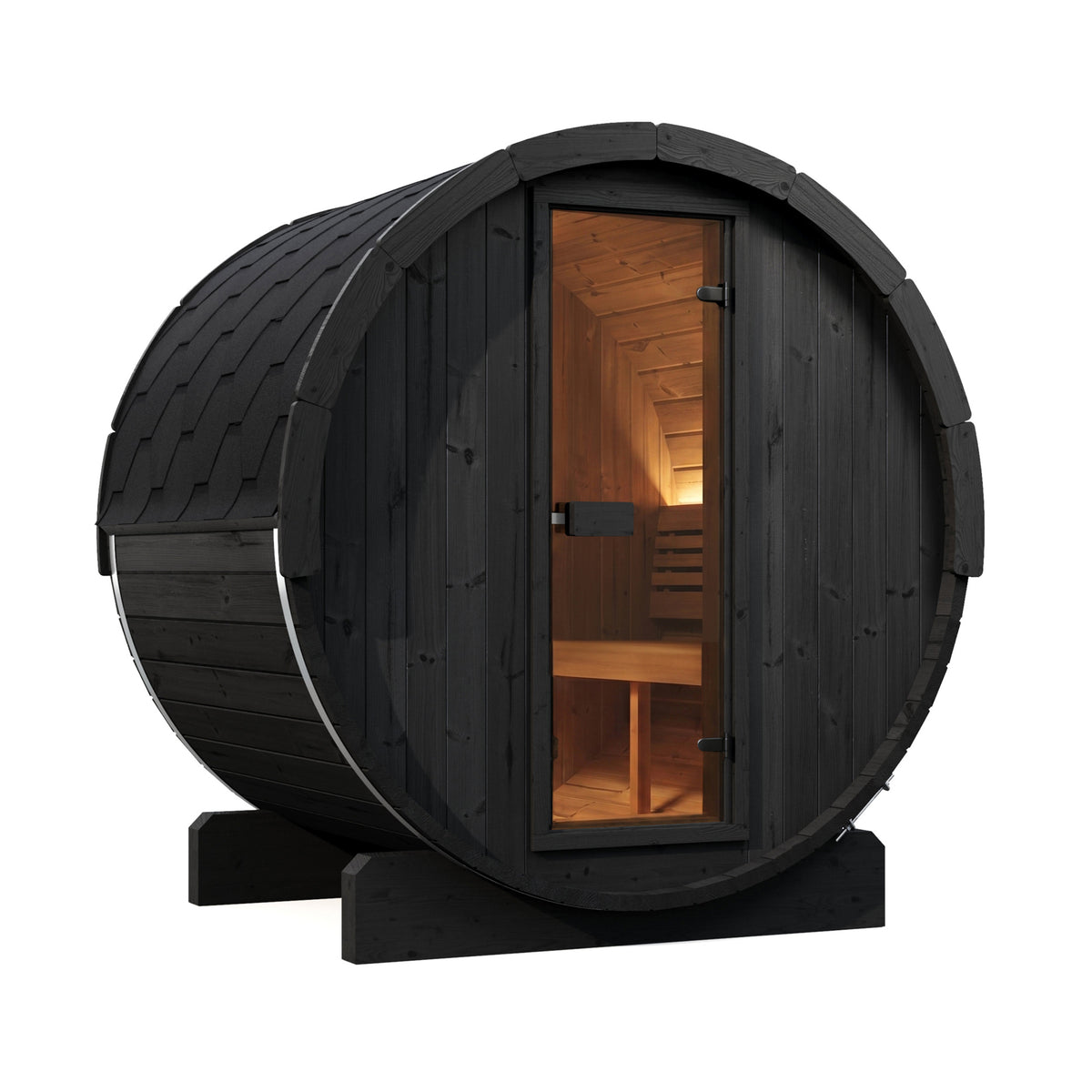 SaunaLife E6B Black Barrel Sauna Kit – Up to 3 People – DIY Paint Included
