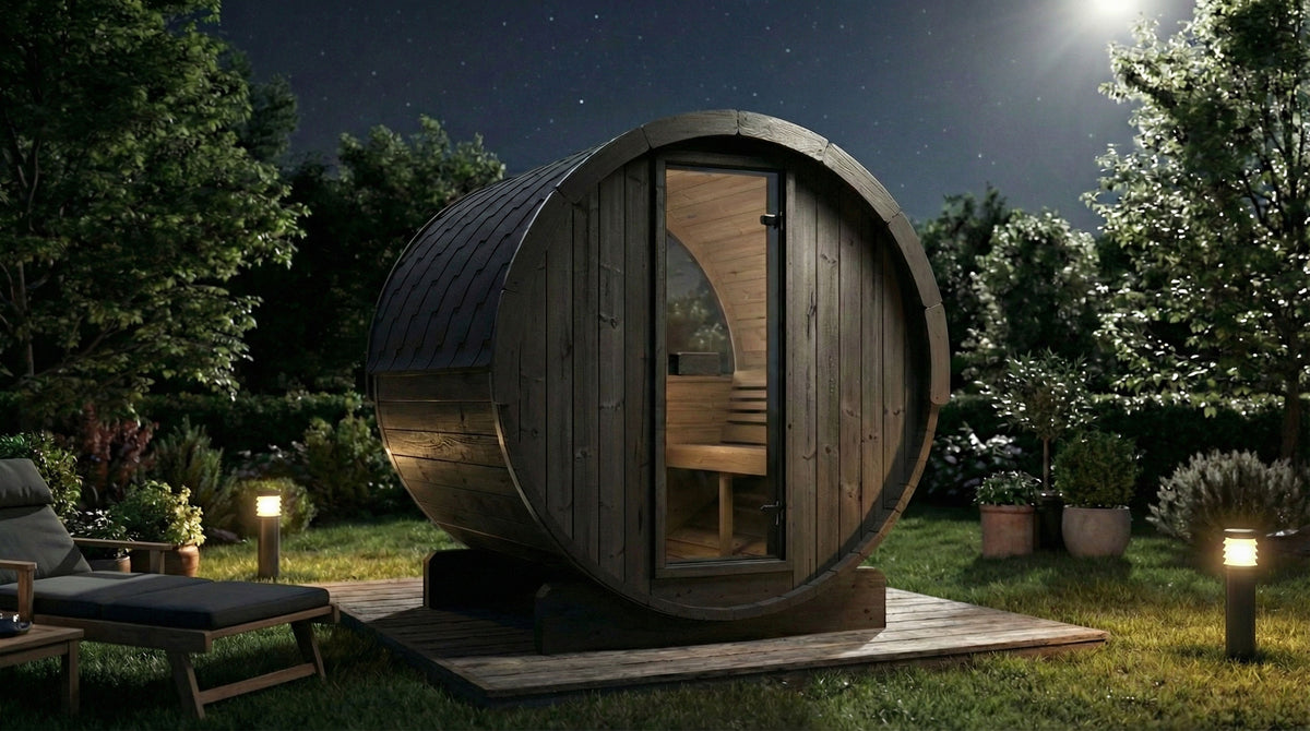 SaunaLife E7WB Black Barrel Sauna Kit – Up to 4 People – DIY Paint Included