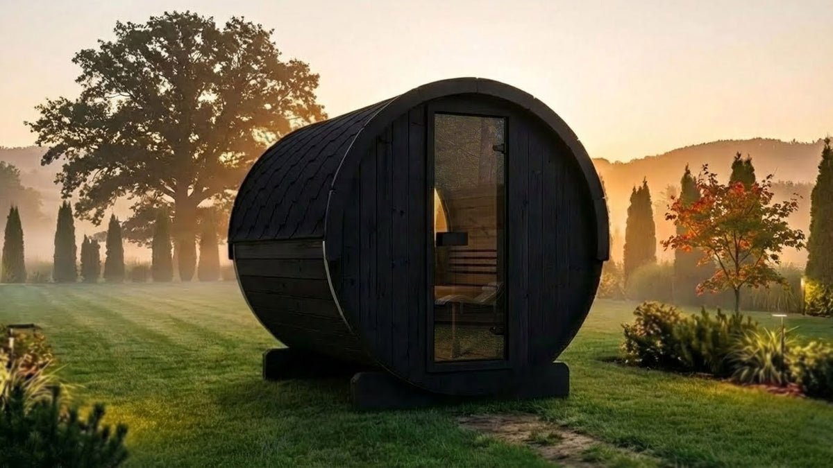 SaunaLife E8B Black Barrel Sauna Kit – Up to 6 People – DIY Paint Included