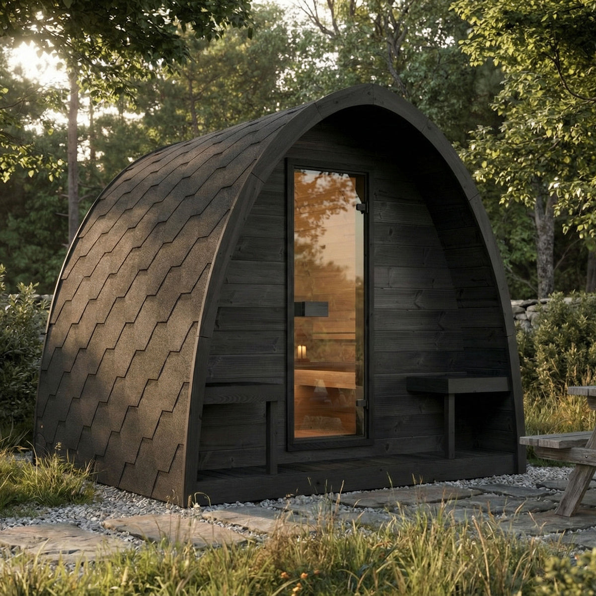 SaunaLife G3B Black Outdoor Sauna Kit – Up to 6 People – DIY Paint Included