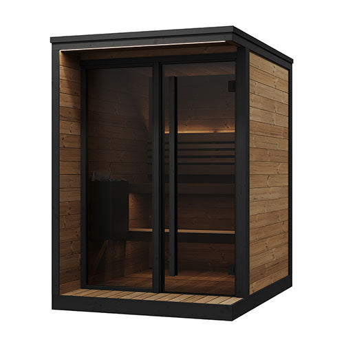 SaunaLife GL4 4-Person Outdoor Traditional Sauna Kit with Glass Front