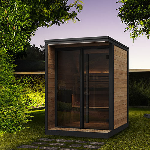 SaunaLife GL4 4-Person Outdoor Traditional Sauna Kit with Glass Front