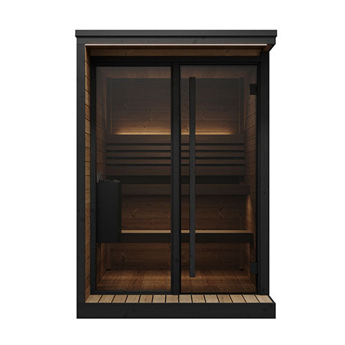 SaunaLife GL4 4-Person Outdoor Traditional Sauna Kit with Glass Front