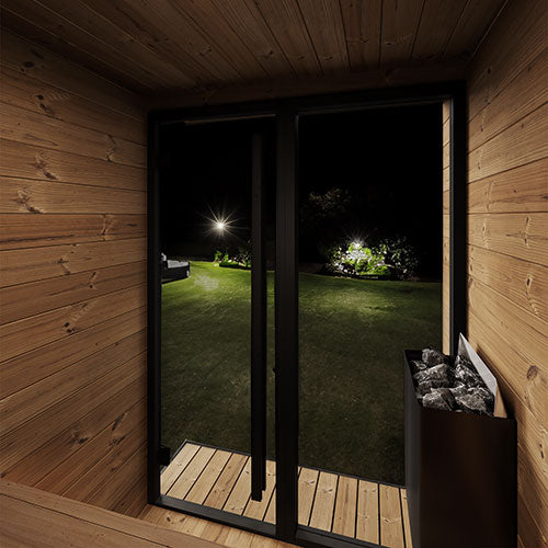 SaunaLife GL4 4-Person Outdoor Traditional Sauna Kit with Glass Front