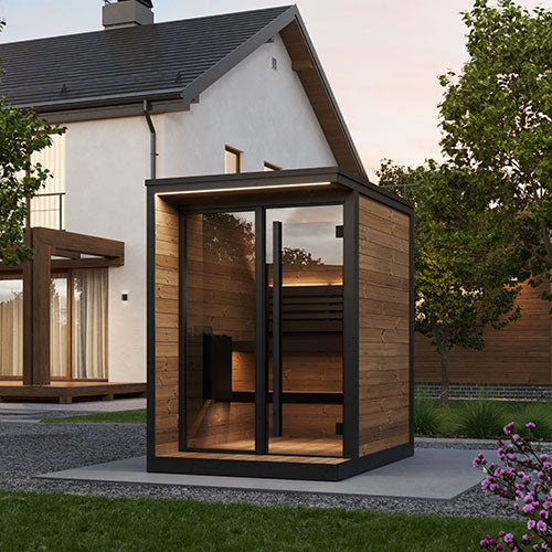 SaunaLife GL4 4-Person Outdoor Traditional Sauna Kit with Glass Front