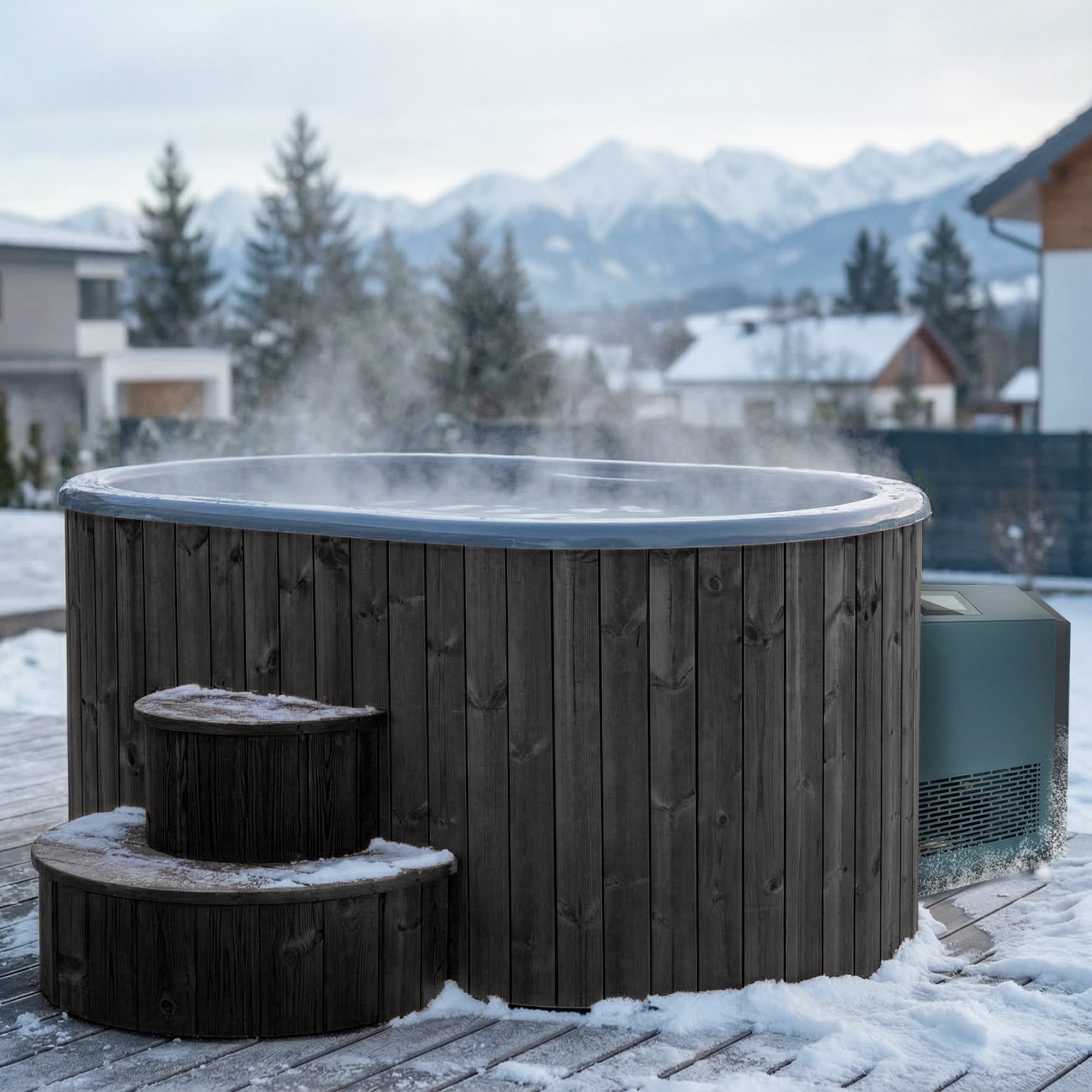 SaunaLife S2BC 2-Person Hot & Cold Immersion Tub – Black Wood