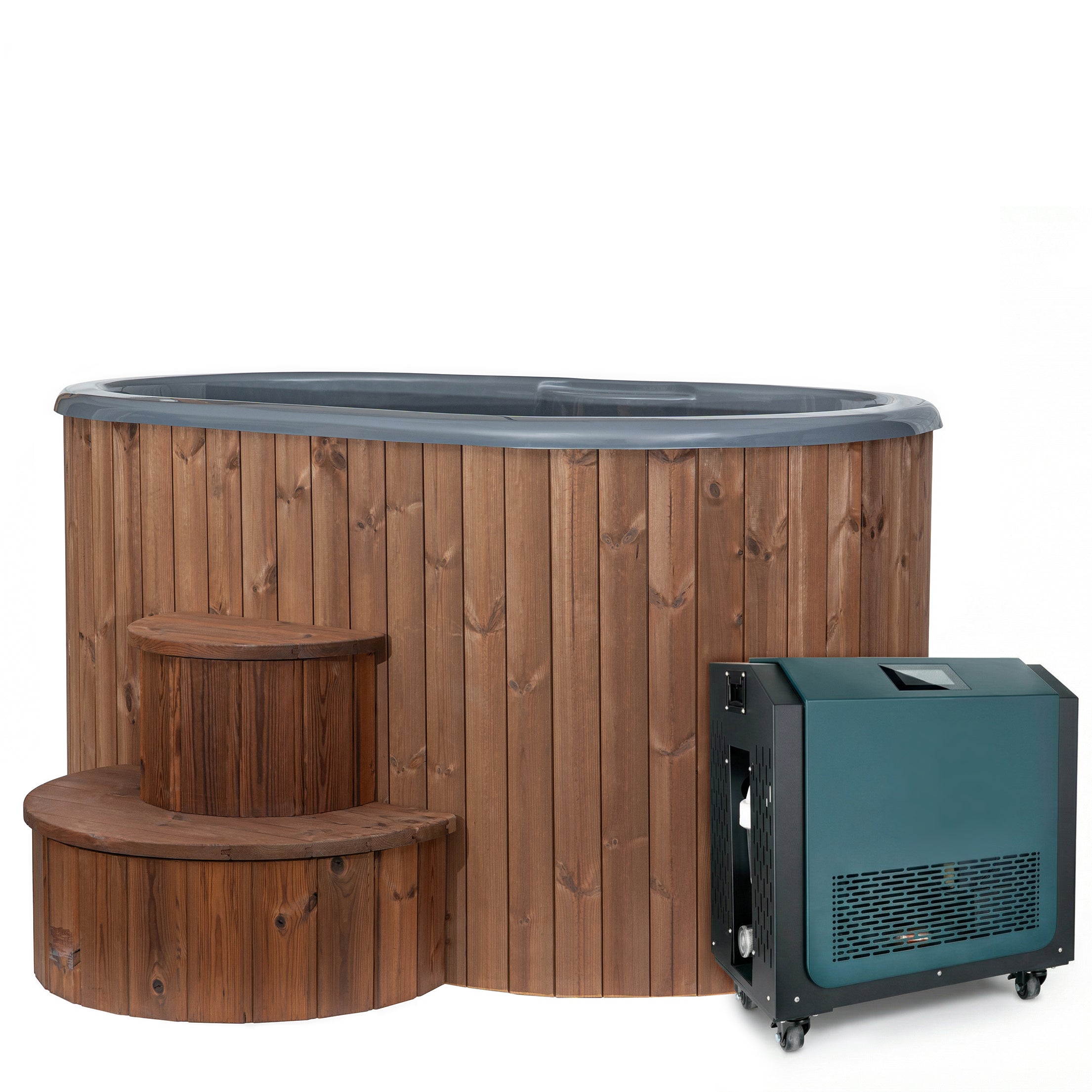 Hot + Cold Immersion Tub Package by SaunaLife 2-Person in Natural Wood