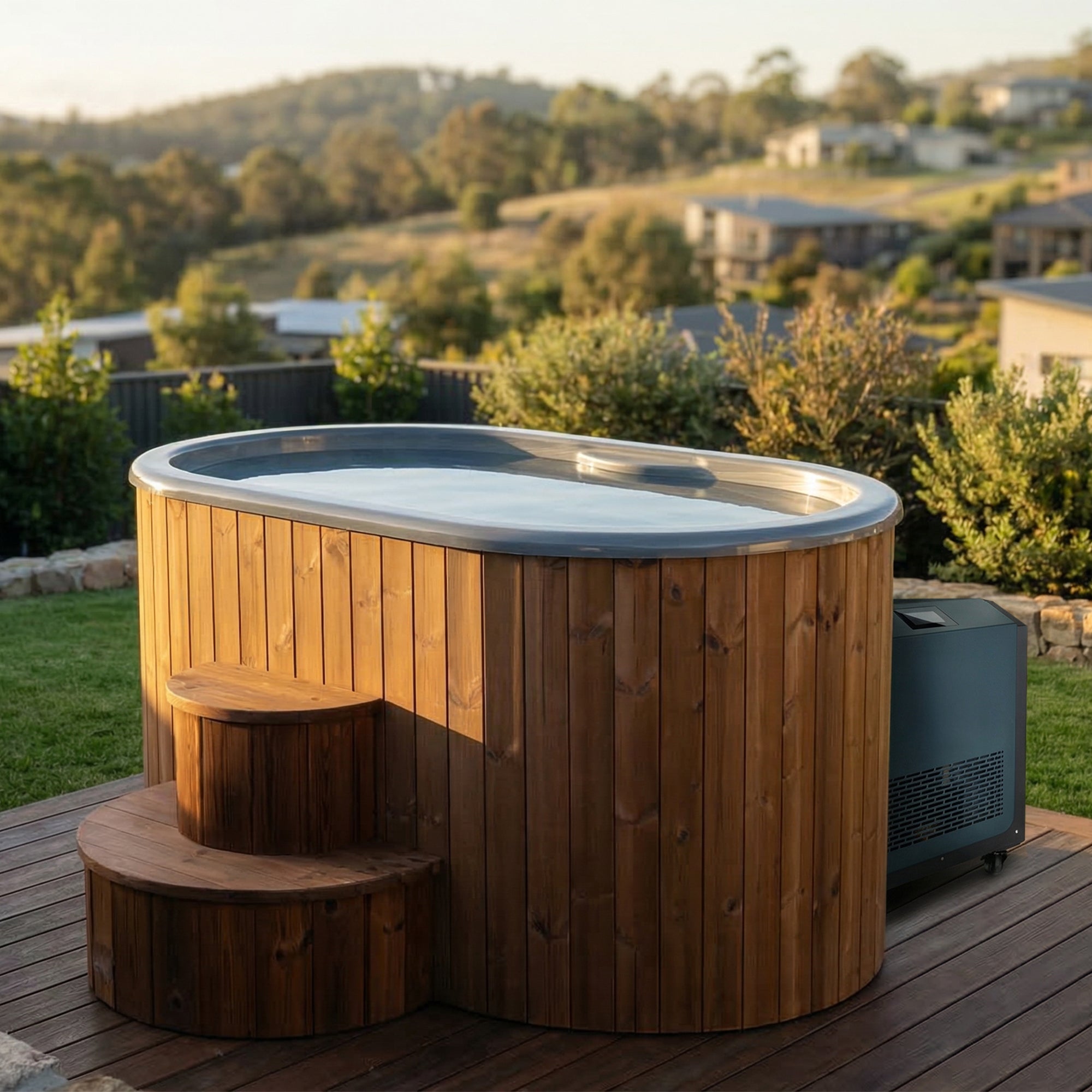Hot + Cold Immersion Tub Package by SaunaLife 2-Person in Natural Wood