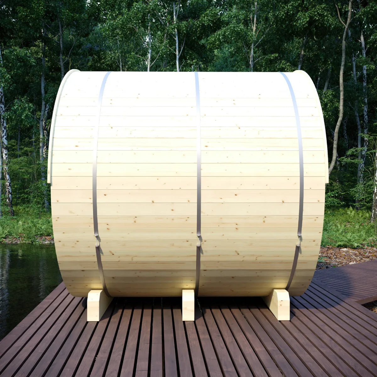 Vassa Finnish Barrel Sauna with WiFi Electric Heater for Outdoor Traditional Sauna Bathing