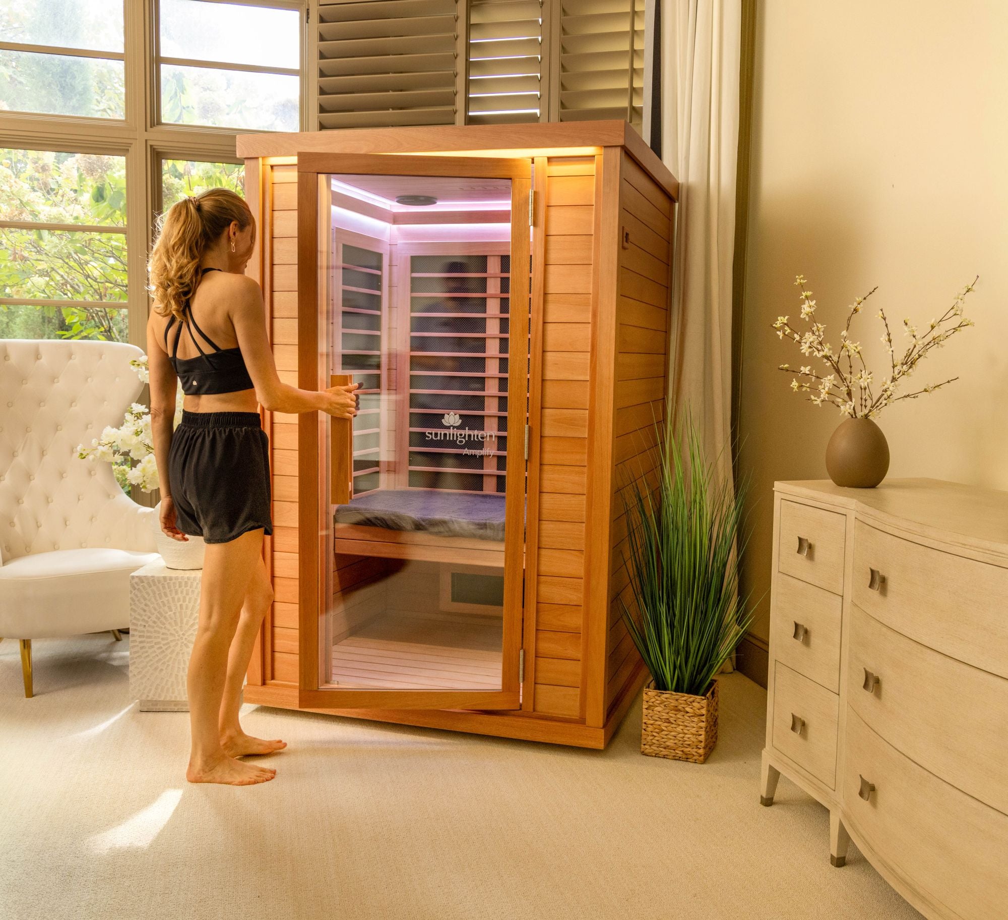 Sunlighten Amplify II 2-Person Full Spectrum Infrared Sauna for Indoor Home Recovery