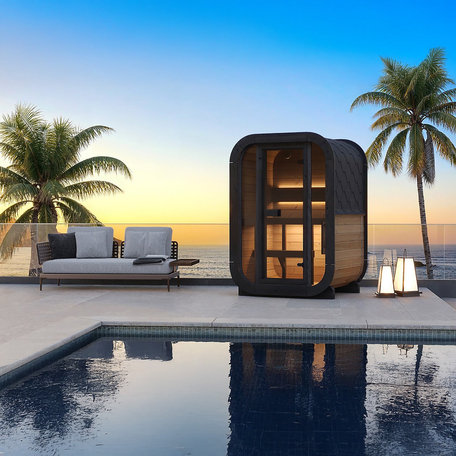 SaunaLife CL3G Cube-Series 2-Person Outdoor Home Sauna Kit