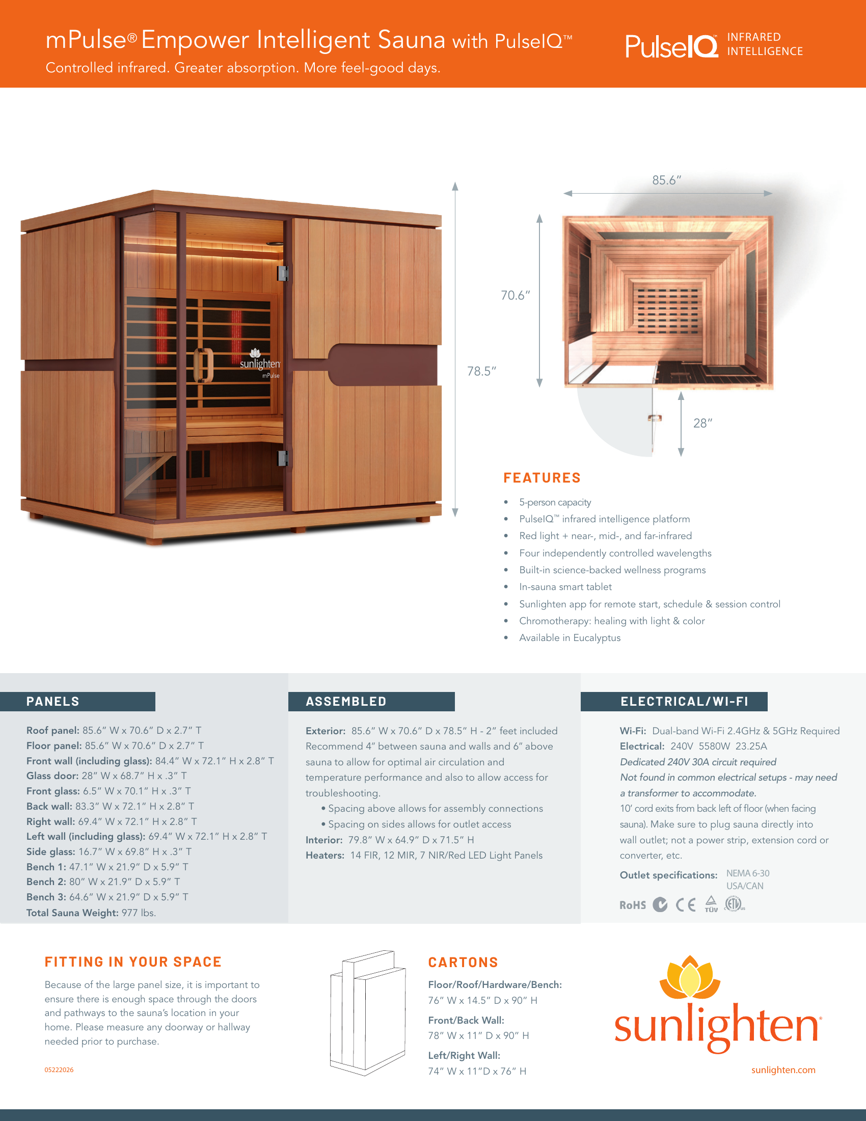 Sunlighten mPulse Empower 5-Person Intelligent Infrared Sauna