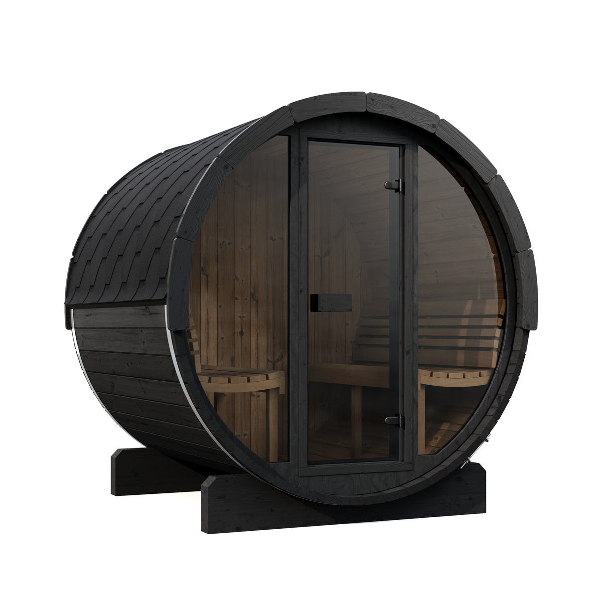 SaunaLife E7GB Black Barrel Sauna Kit – Up to 4 People – DIY Paint Included