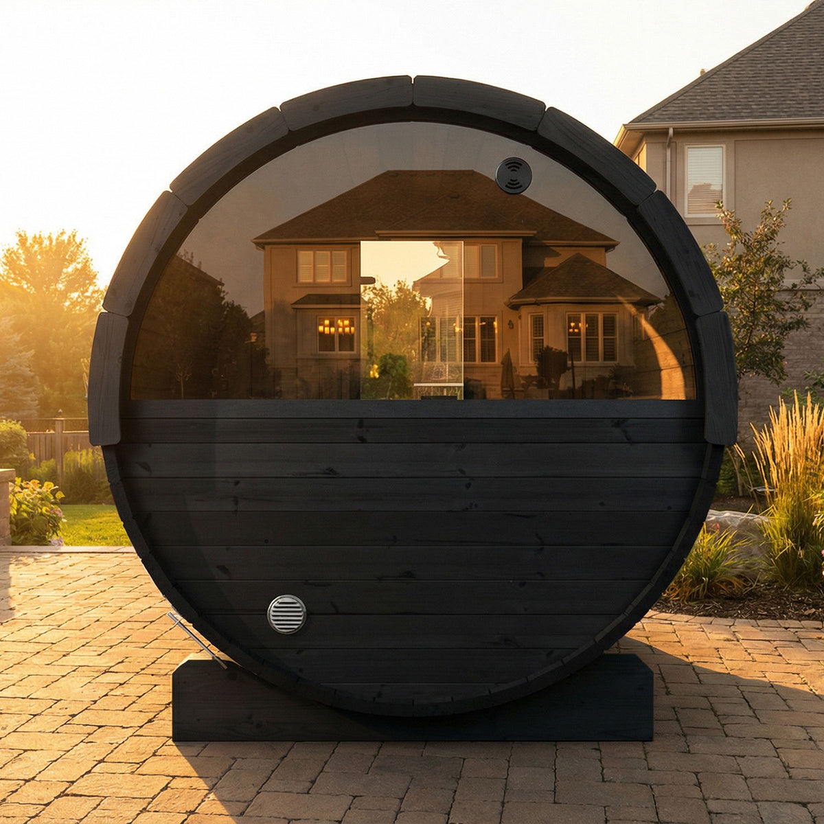 SaunaLife E7WB Black Barrel Sauna Kit – Up to 4 People – DIY Paint Included