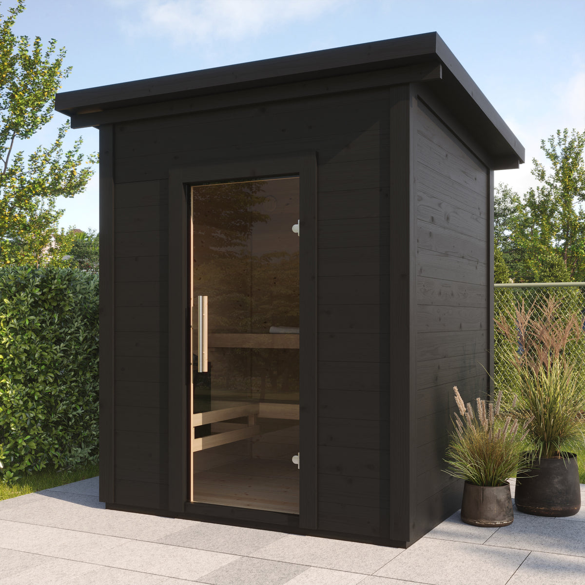 SaunaLife G2B Black Outdoor Sauna Kit – Up to 4 People – DIY Paint Included