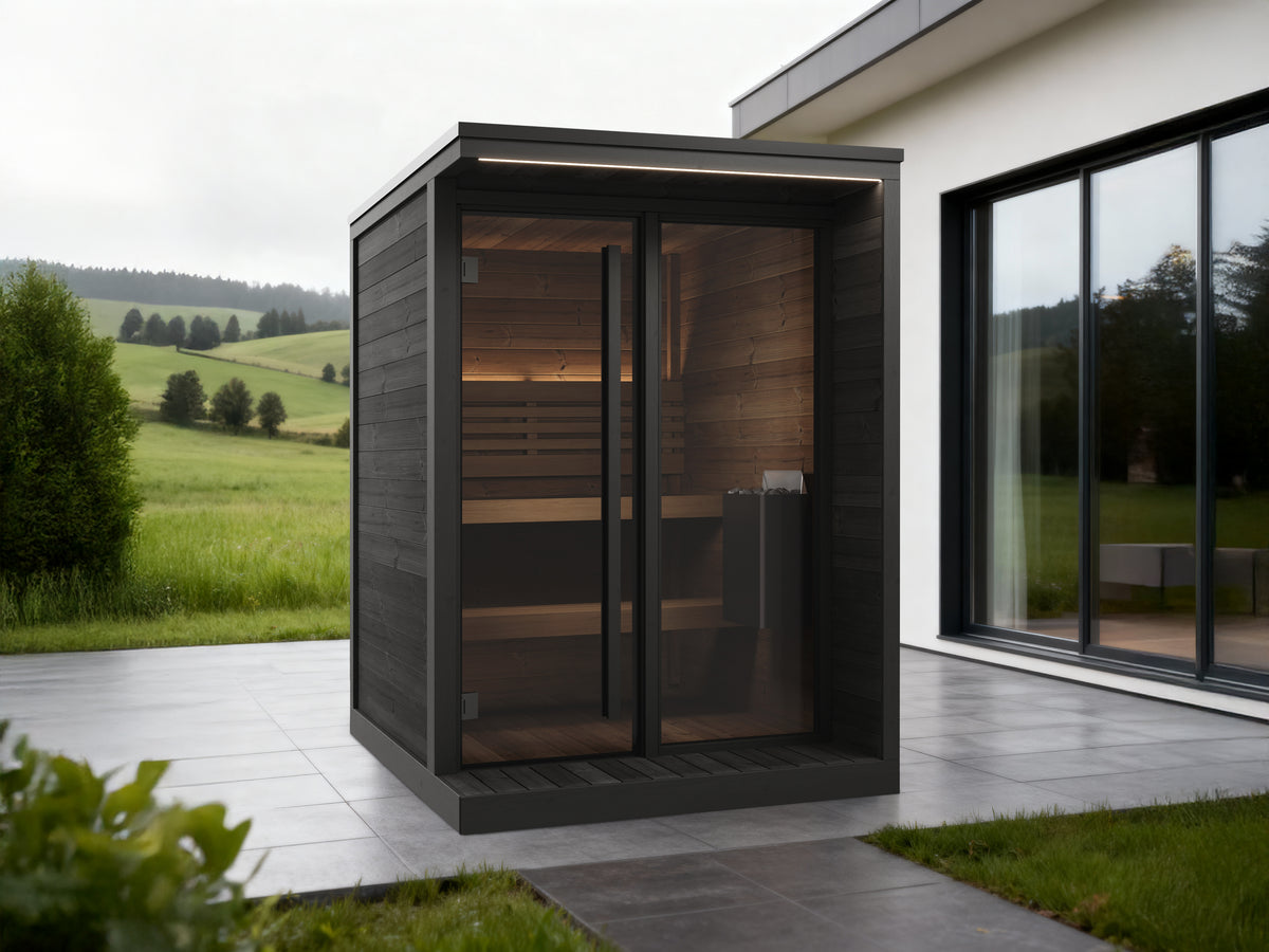 SaunaLife GL4B Black Outdoor Sauna Kit – Up to 4 People – DIY Paint Included