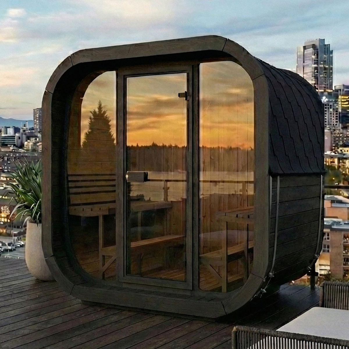 SaunaLife CL7GB Black Outdoor Sauna Kit – Up to 6 People – DIY Paint Included