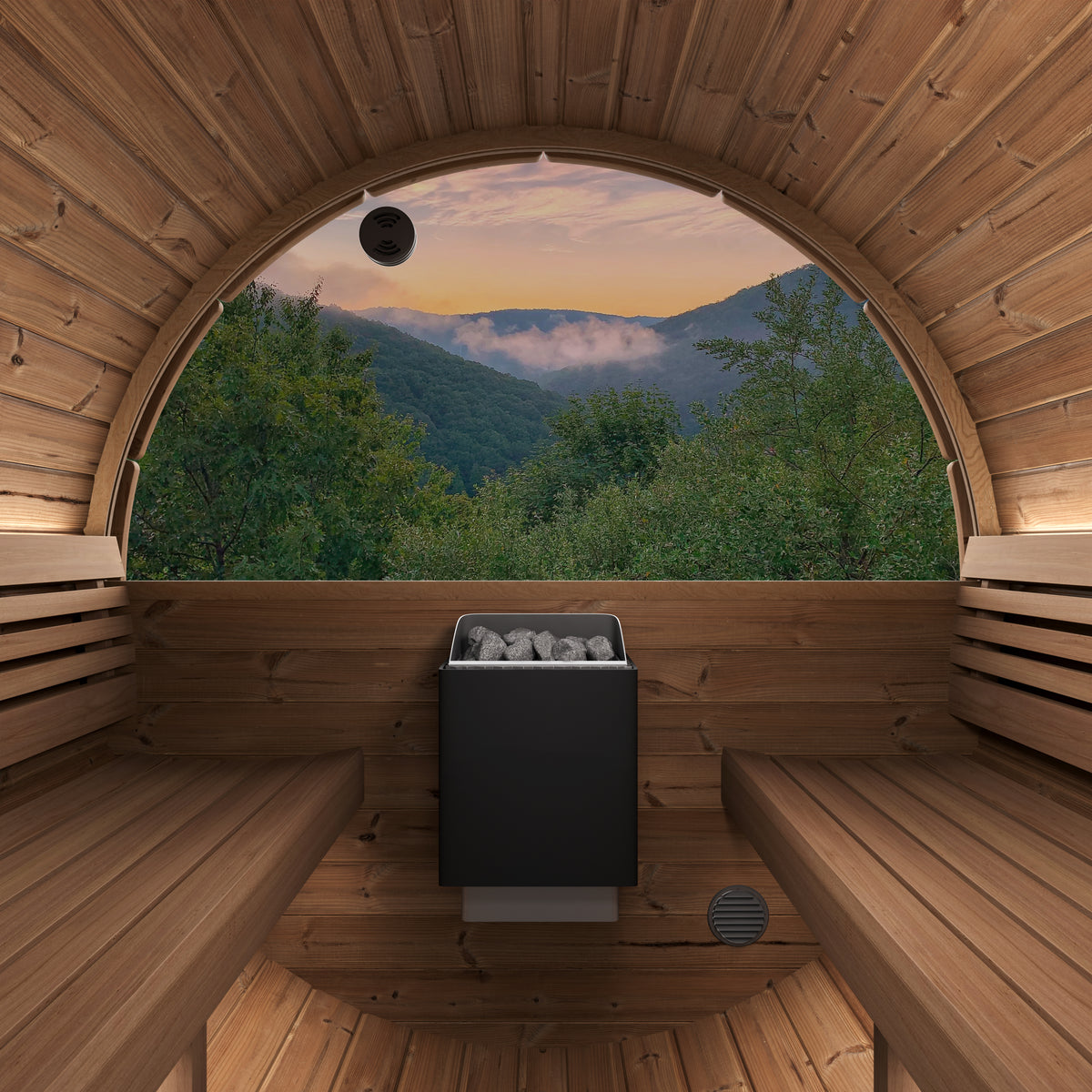 SaunaLife E8WB Black Barrel Sauna Kit – Up to 6 People – DIY Paint Included