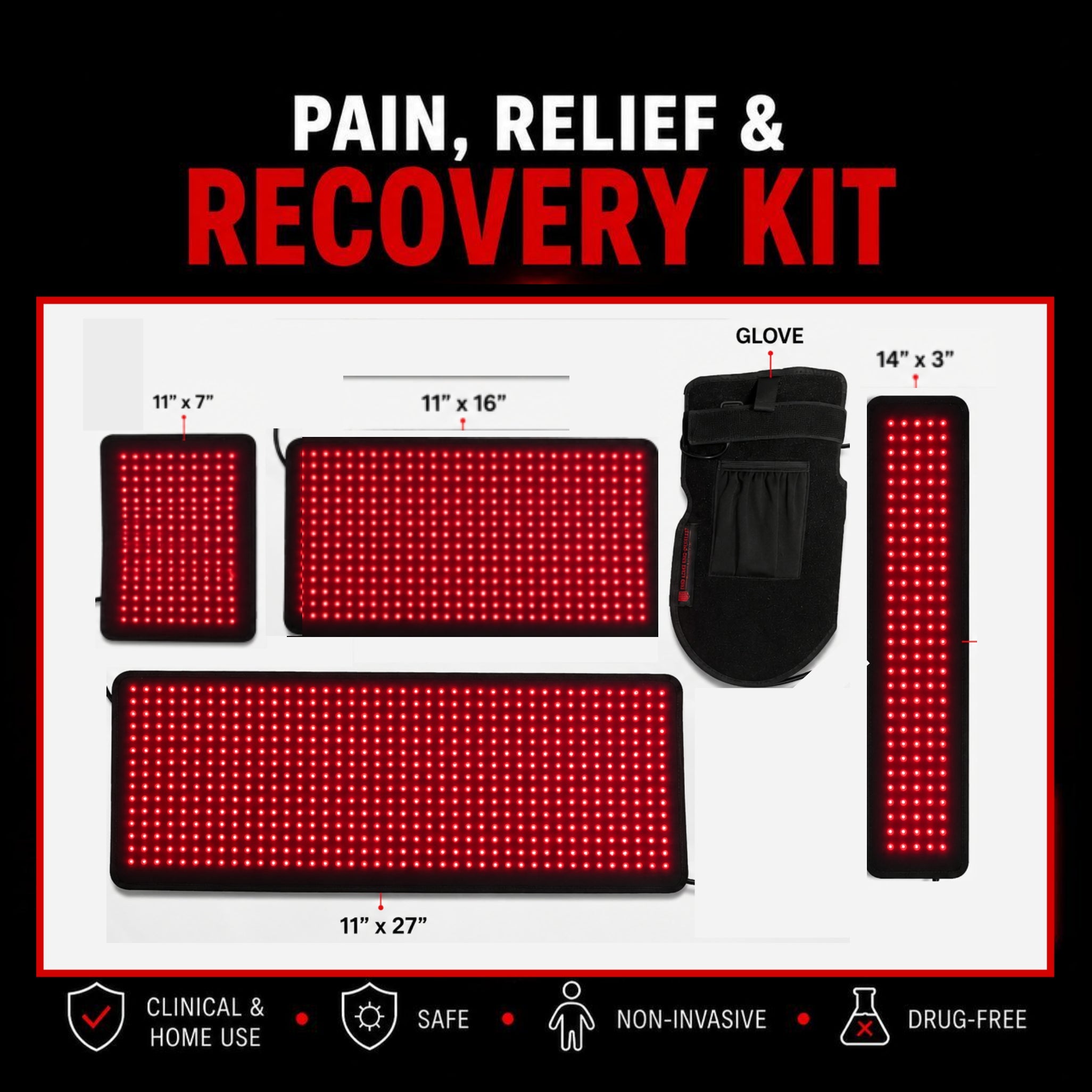 Red Light Pain Relief Kit – 5 Powerful Devices for Full-Body Relief