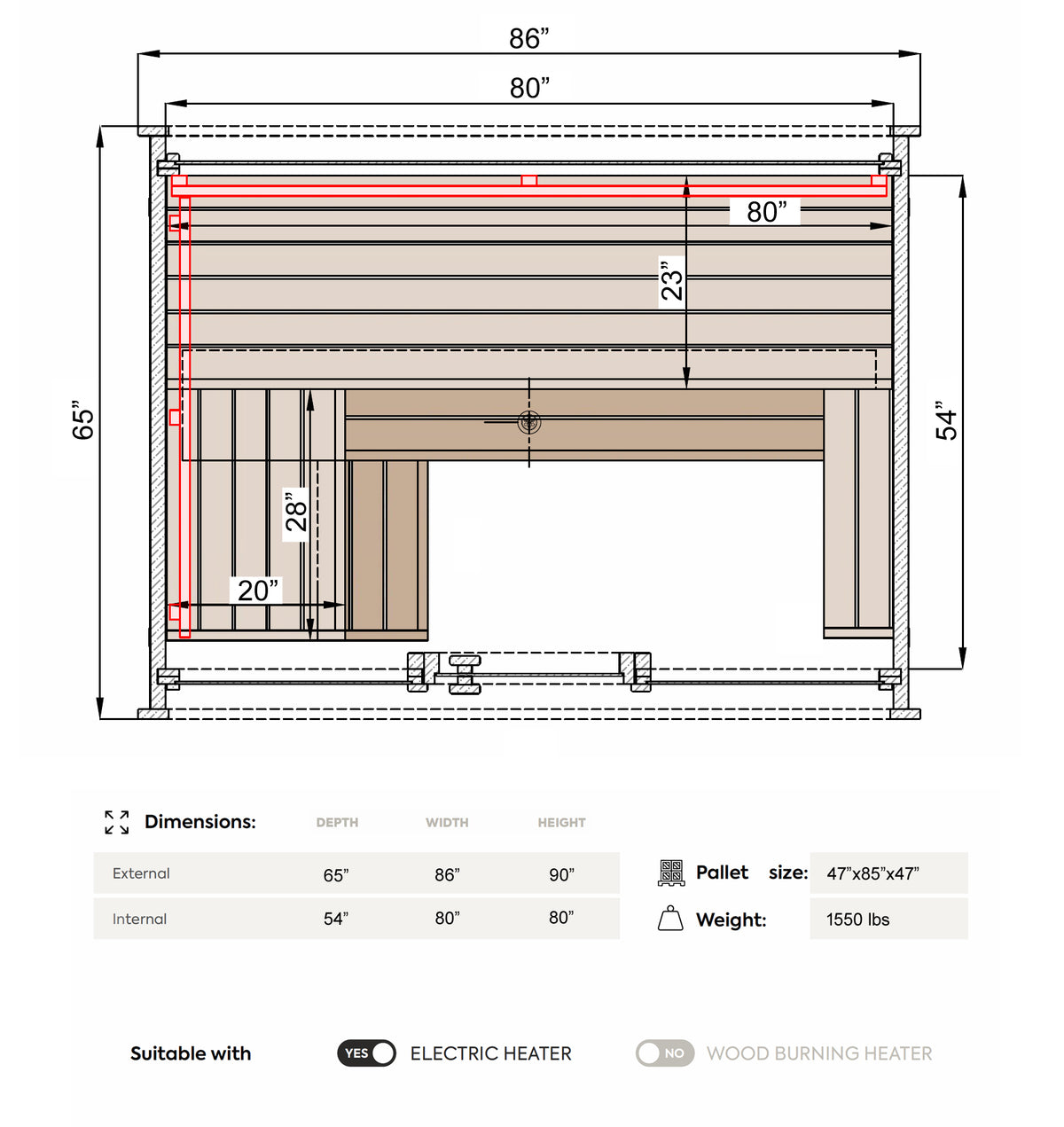 Leil® Saunas Black Cube Classic (4-Person) Outdoor Sauna