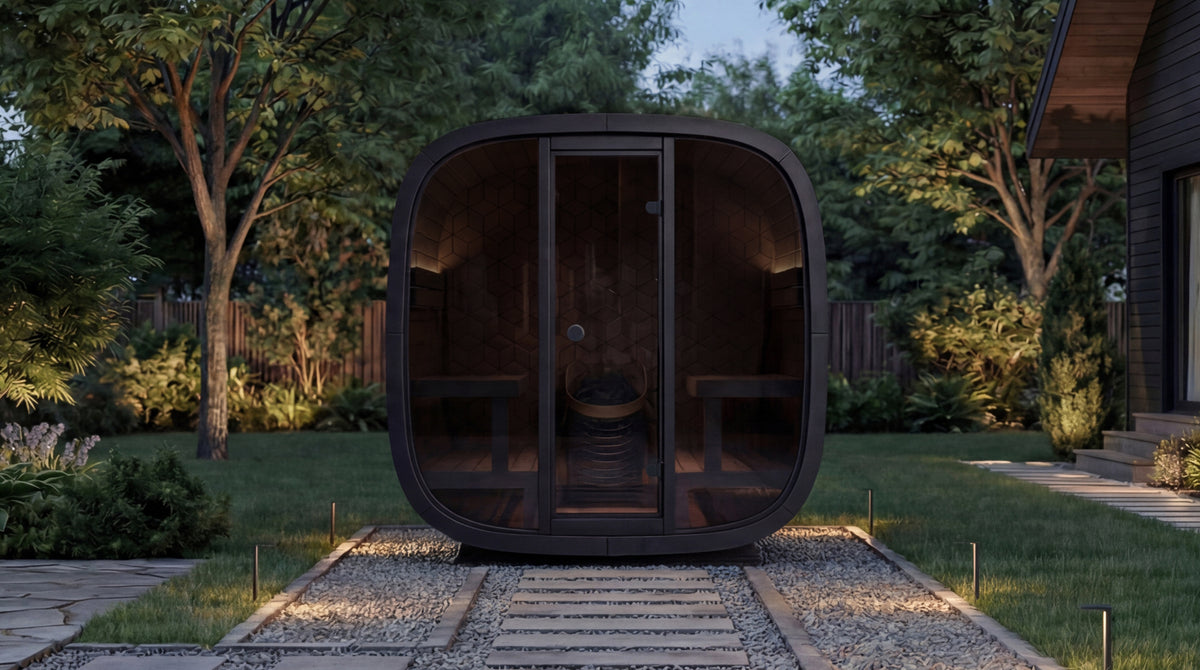 Leil® Saunas Black Cube Premium (4-Person) Outdoor Sauna