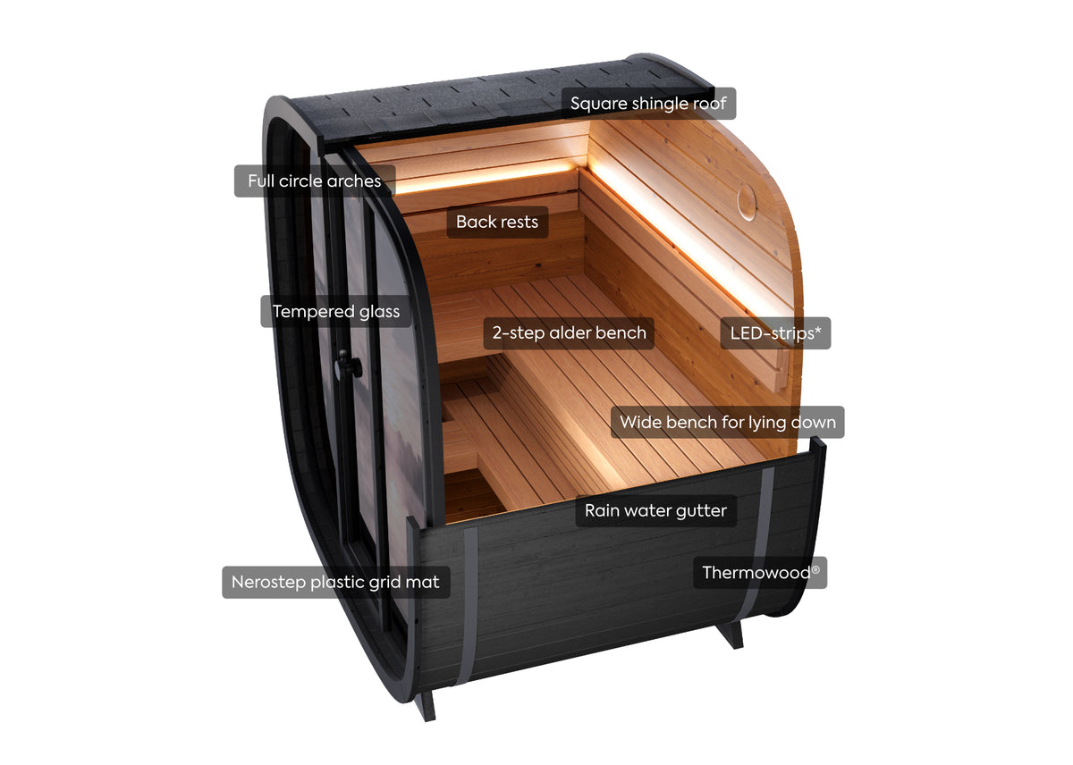 Leil® Saunas Black Cube Classic (4-Person) Outdoor Sauna