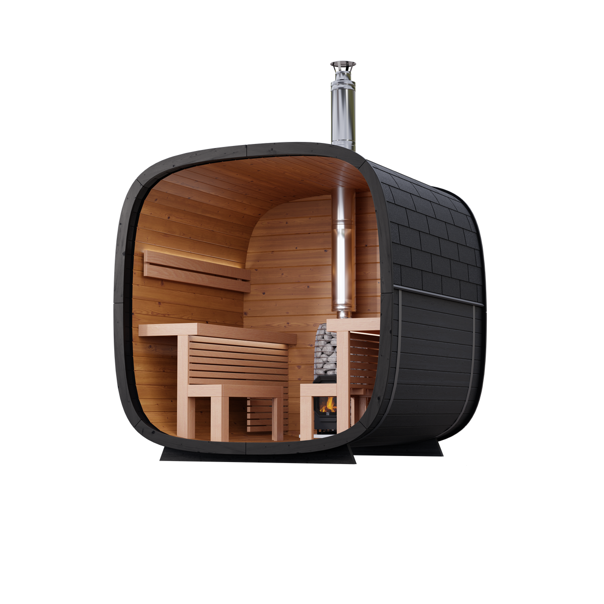 Leil® Saunas Black Cube Comfort (6-Person) Outdoor Sauna