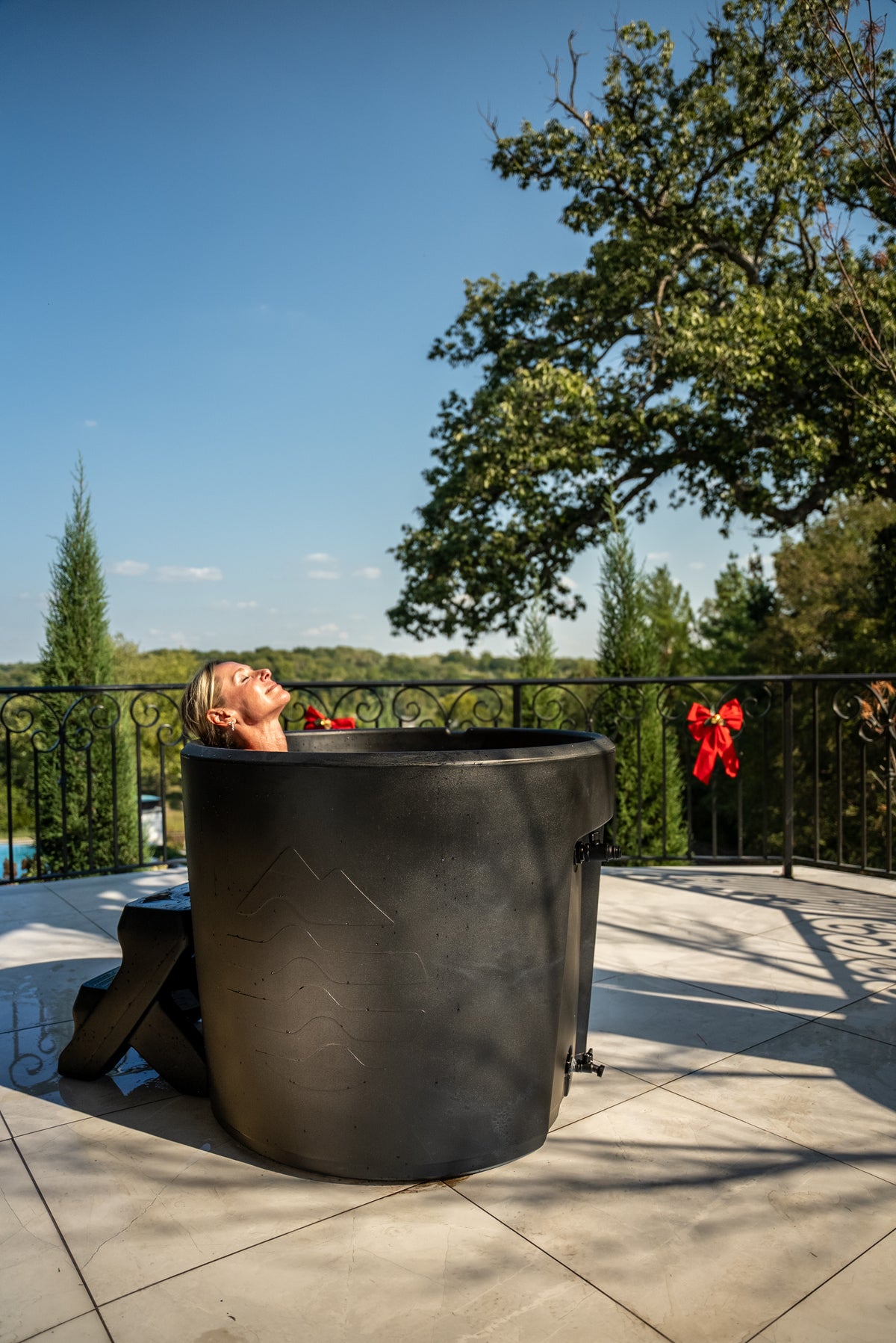 Cold plunge in a home wellness space