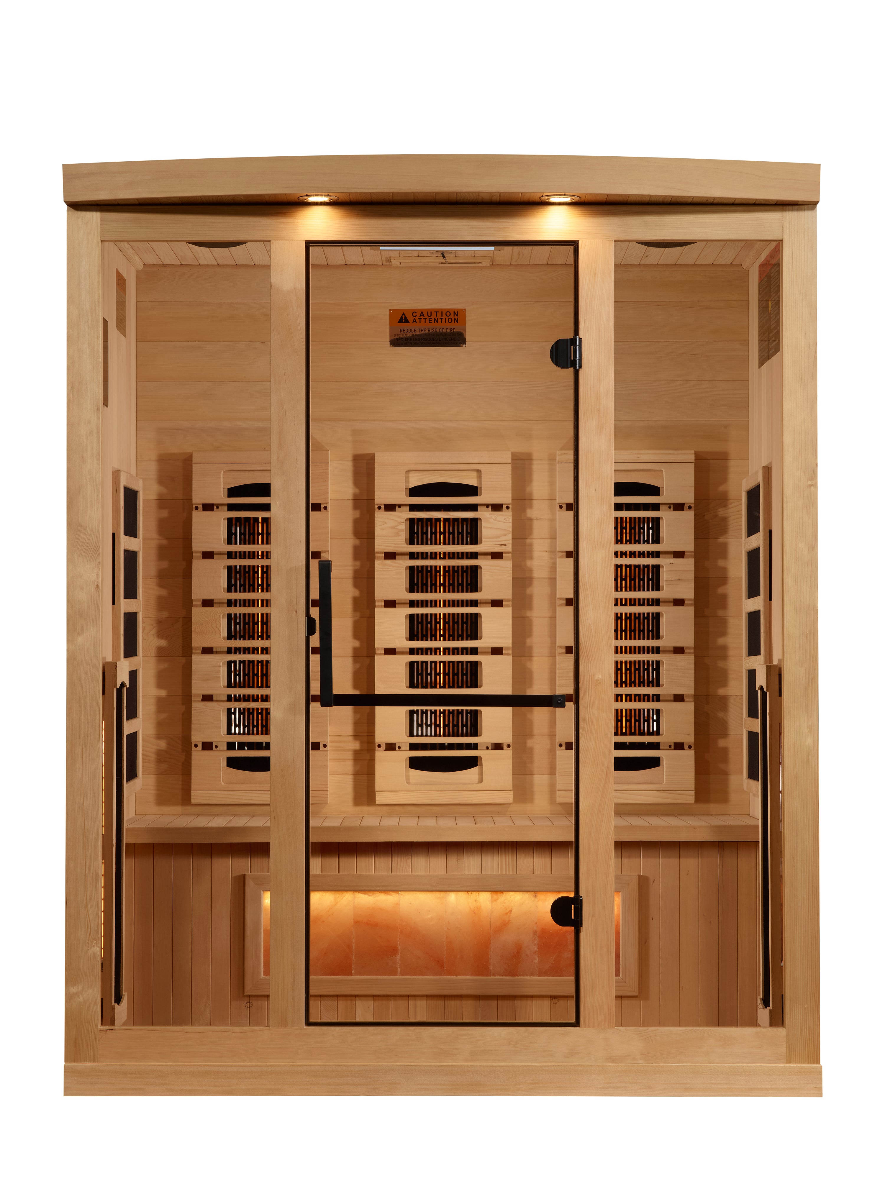 Golden Designs 3-Person Full Spectrum PureTech™ Near Zero EMF FAR Infrared Sauna with Himalayan Salt Bar