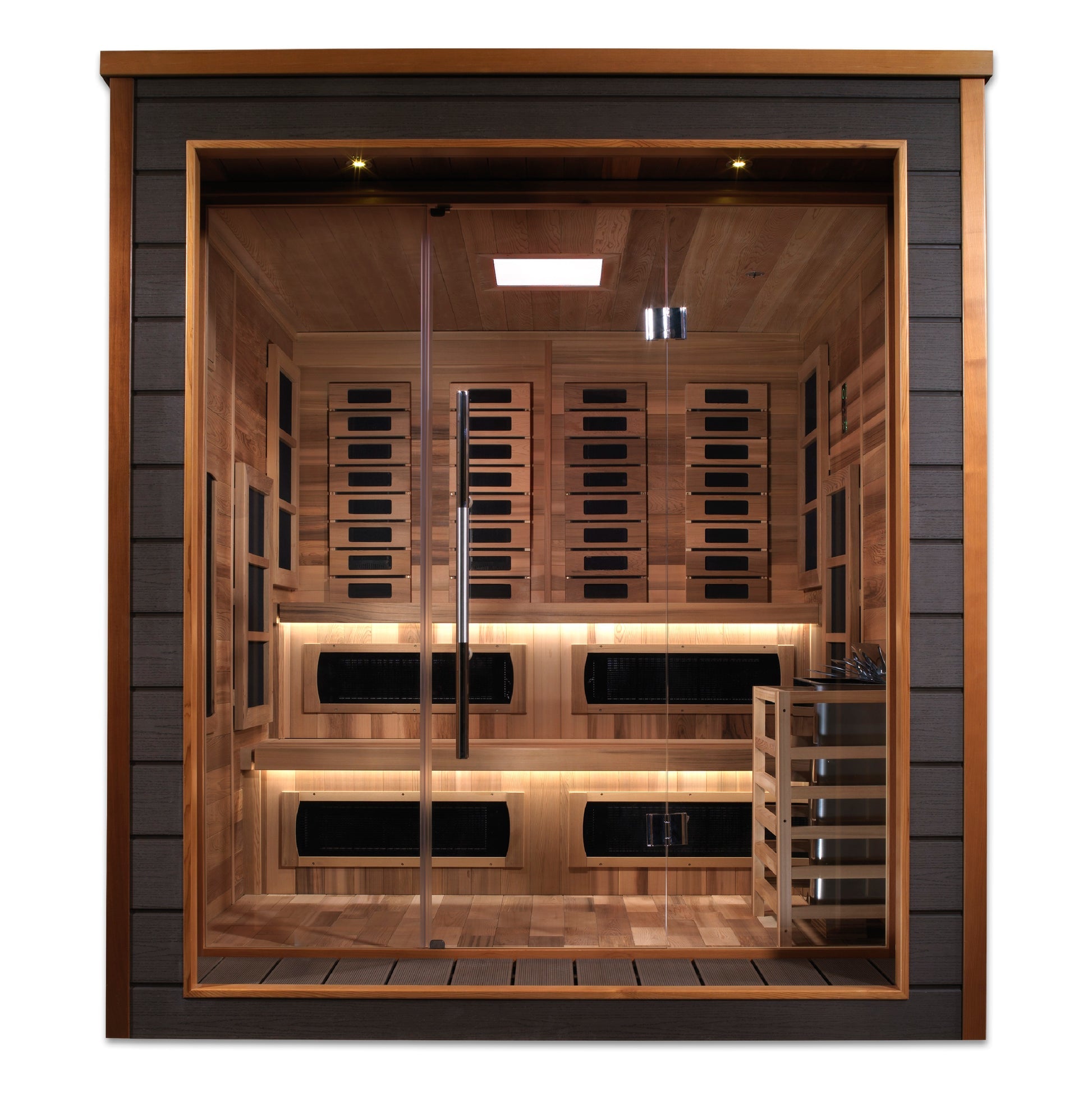 Golden Designs Karlstad Canadian red cedar sauna interior