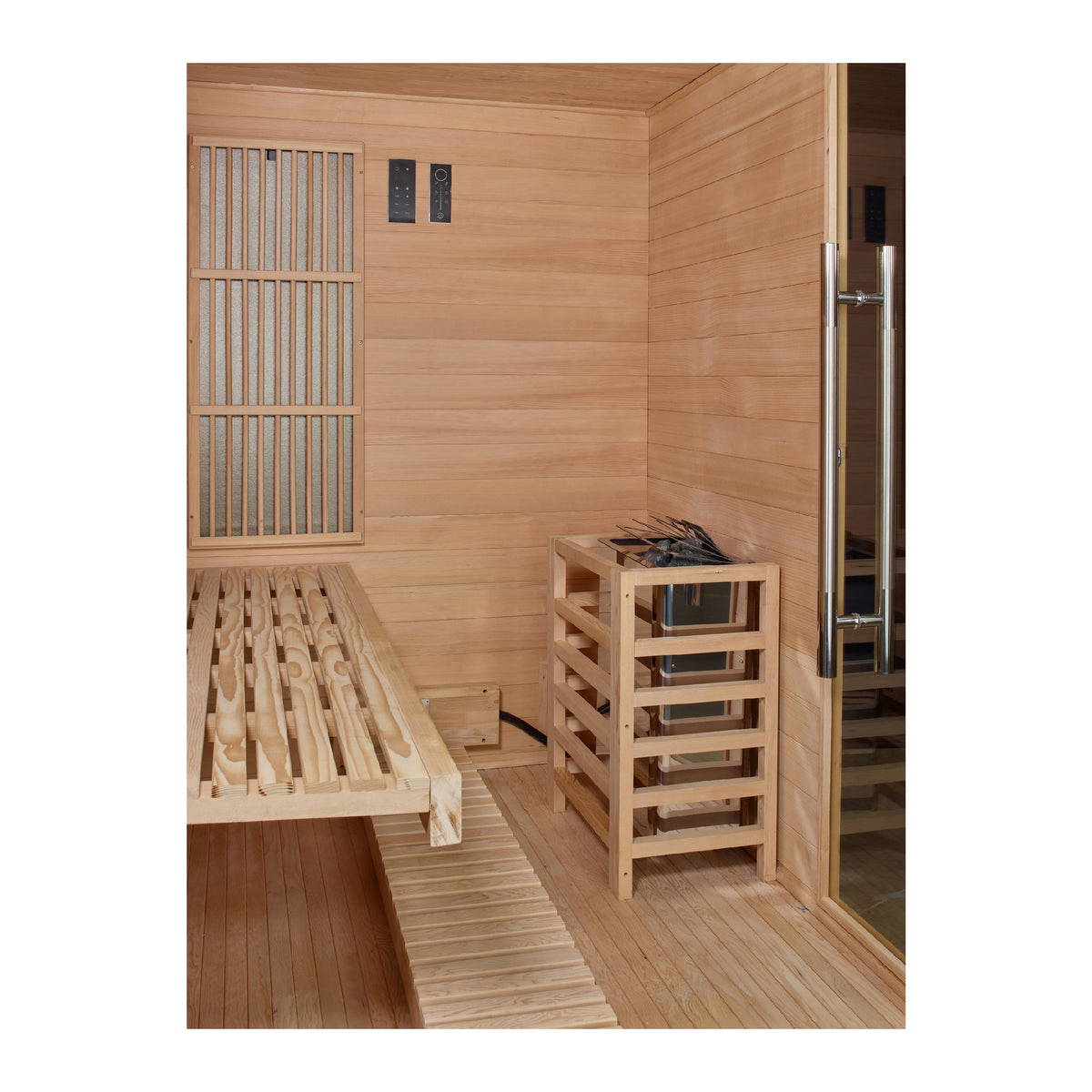 Golden Designs Soria 3 Person Indoor Hybrid Sauna with Full Spectrum Infrared & Stove