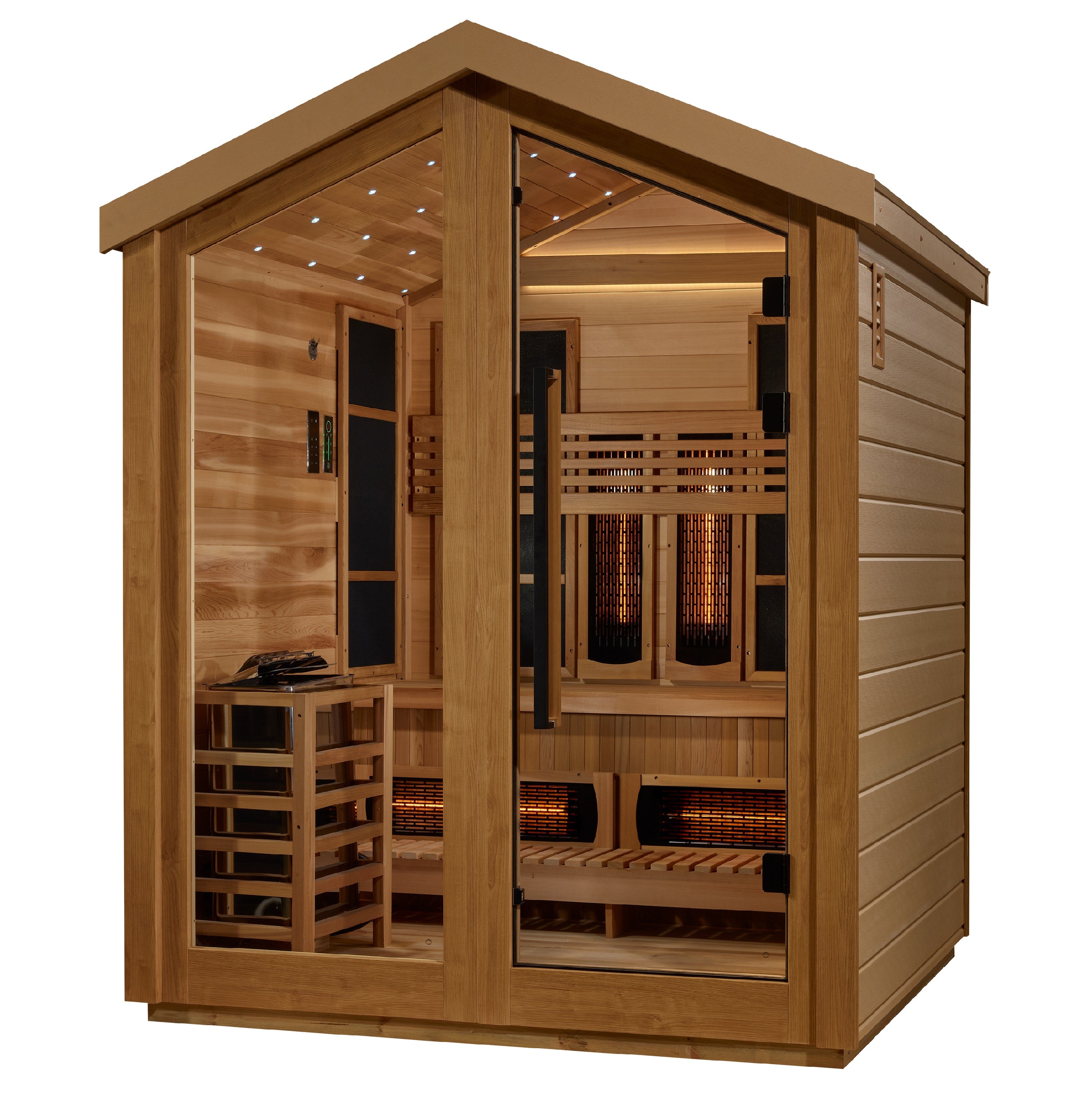 Golden Designs Loviisa 3-Person Outdoor Hybrid Sauna with Full Spectrum Infrared & Traditional Stove