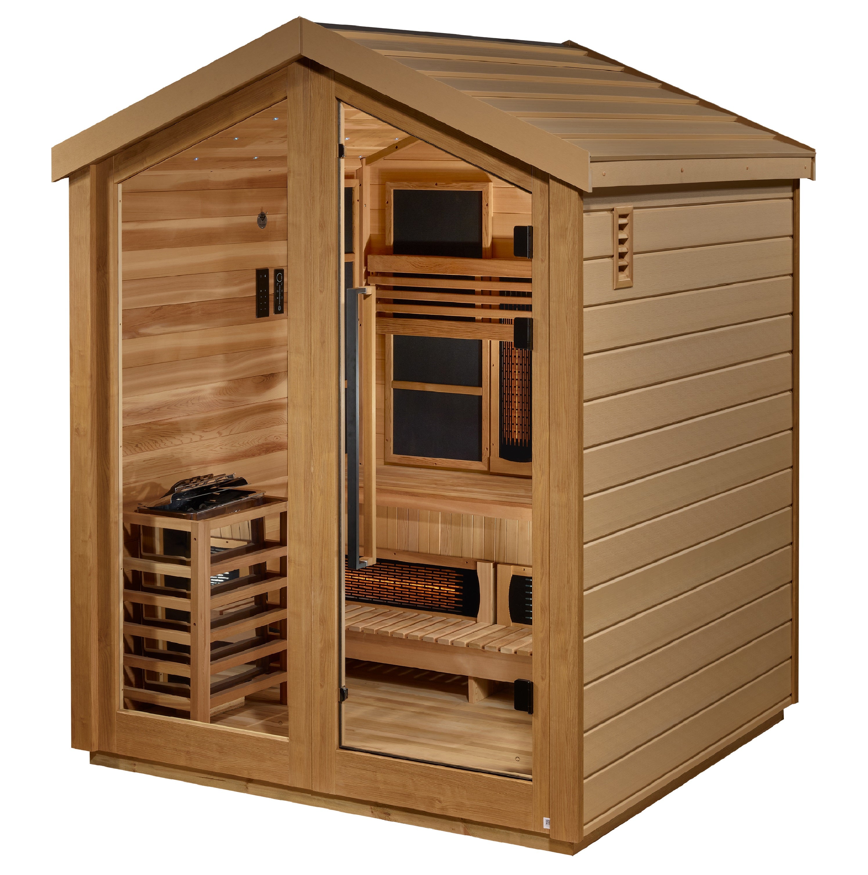 Golden Designs Loviisa 3-Person Outdoor Hybrid Sauna with Full Spectrum Infrared & Traditional Stove