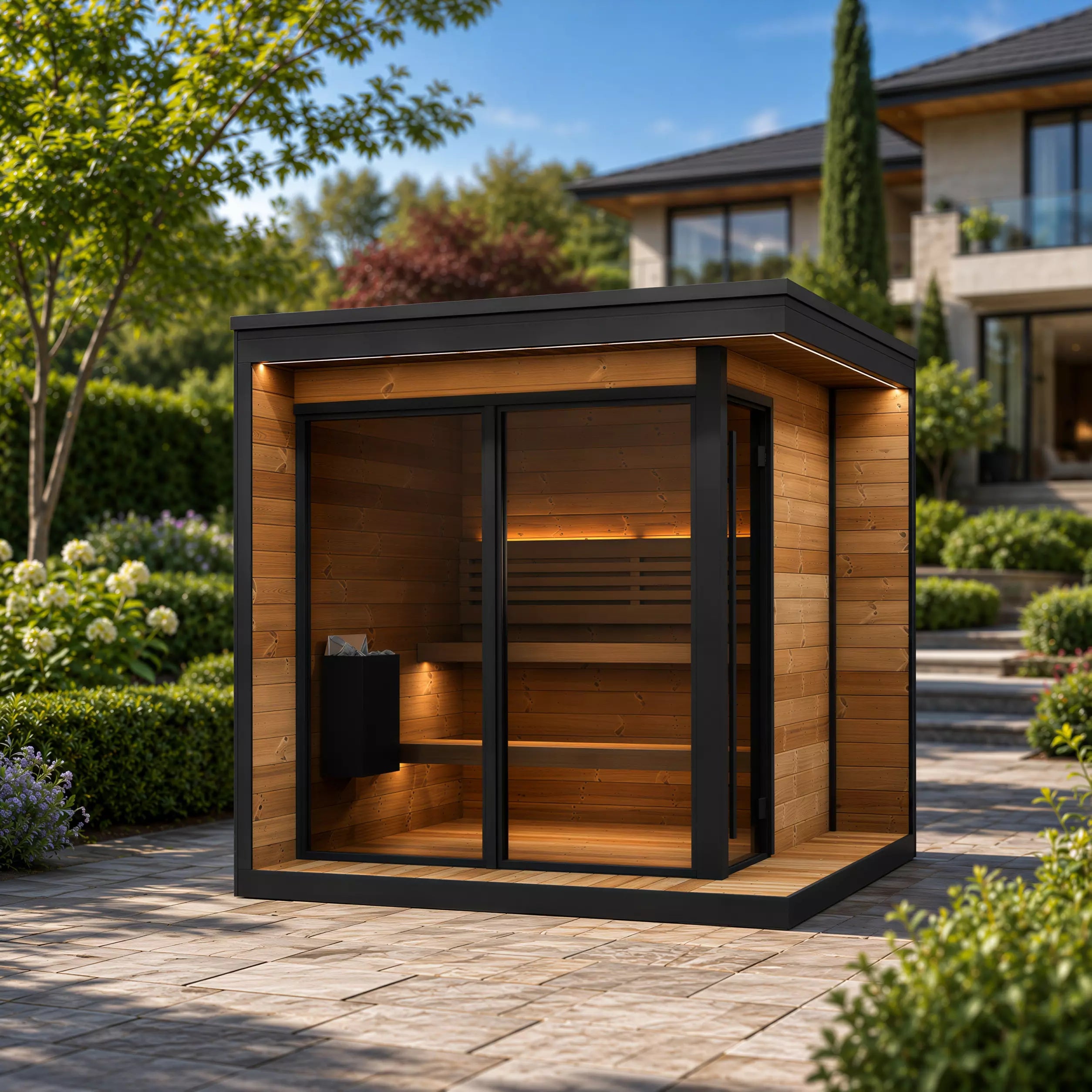 SaunaLife GL6 Garden Luxury outdoor sauna with wraparound eaves