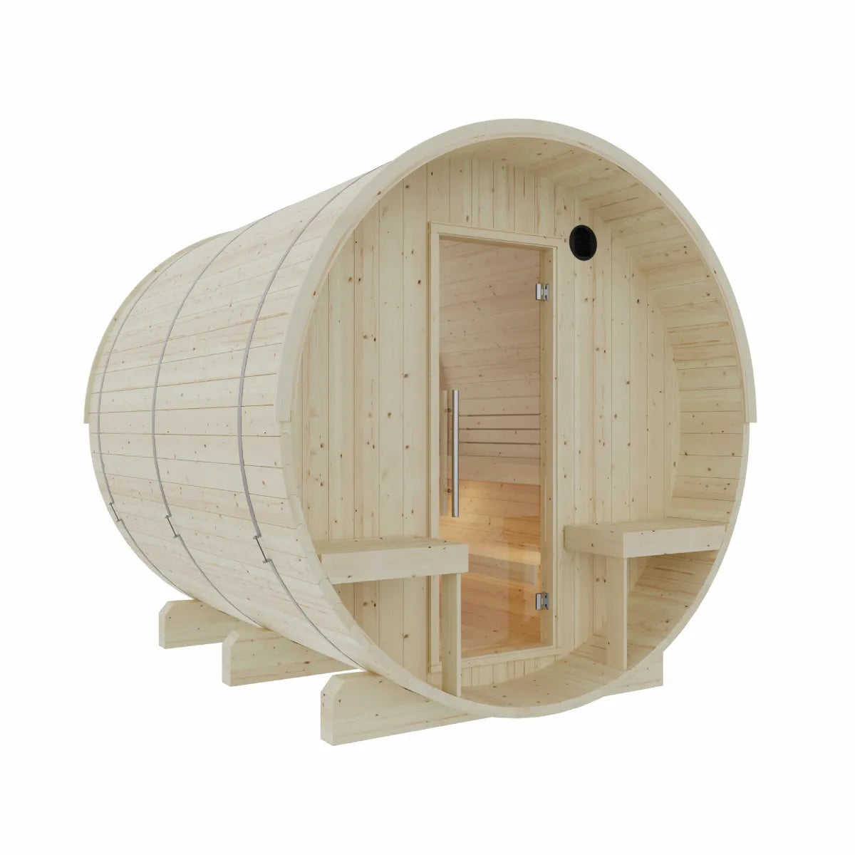 Helsinki Finnish Barrel Sauna with Terrace and WiFi Electric Heater for Outdoor Wellness Spaces
