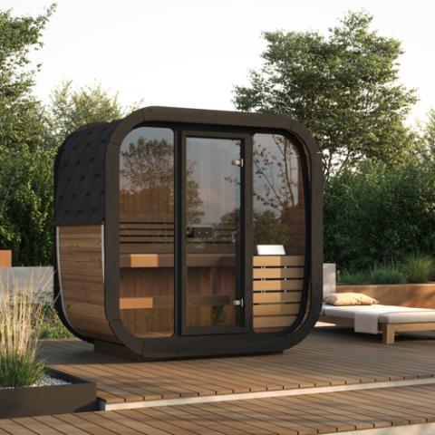 SaunaLife Model CL4G Outdoor Sauna Kit | 3-Person Cube-Series | Thermo-Spruce