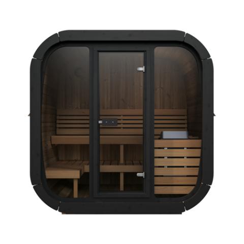 SaunaLife Model CL5G Outdoor Sauna Kit | 4-Person Cube-Series | Thermo-Spruce