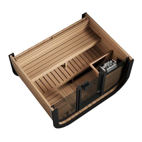 SaunaLife Model CL5G Outdoor Sauna Kit | 4-Person Cube-Series | Thermo-Spruce