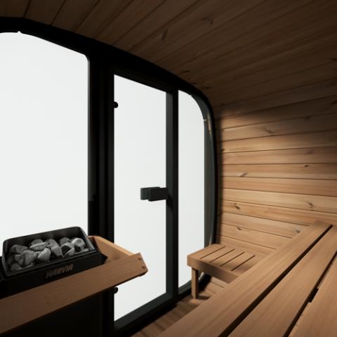 SaunaLife Model CL5G Outdoor Sauna Kit | 4-Person Cube-Series | Thermo-Spruce