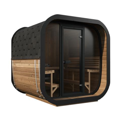 SaunaLife Model CL7G Outdoor Sauna Kit | 6-Person Cube-Series | Thermo-Spruce